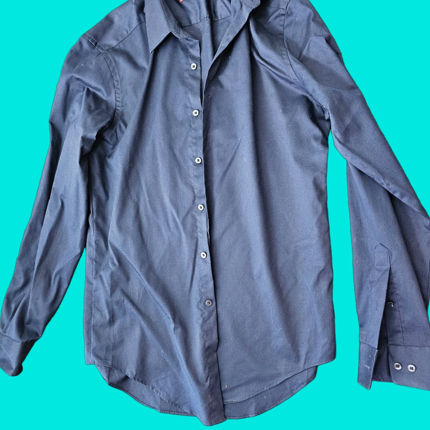 Van Heusen VAN HEUSEN Dress Shirt Slim Fit Long Sleeve Blue 15.5 34/35 Men’s Regular Size Cotton Blend Shirts Size 42R - 1 Thumbnail