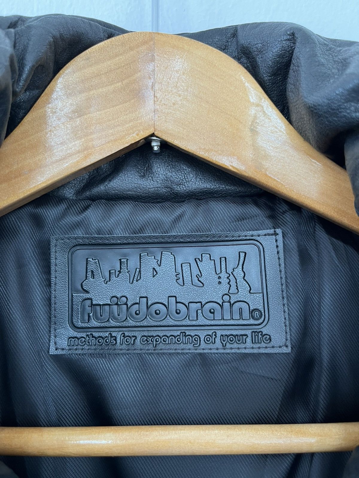 Japanese Brand FUUDOBRAIN Black Leather Hooded Down Jacket Size US S / EU 44-46 / 1 - 6 Thumbnail