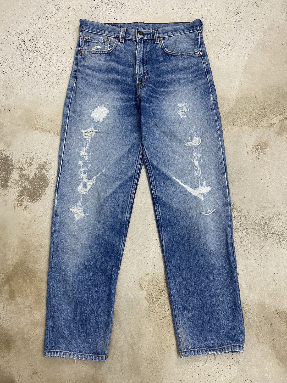 Vintage Levis Distressed Light Blue Denim Straight Cut