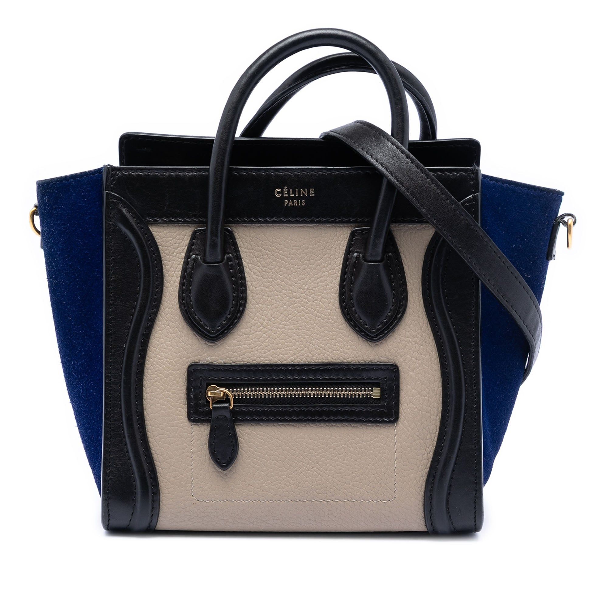 Celine Nano Tricolor Leather Luggage Tote in Brown, Women's