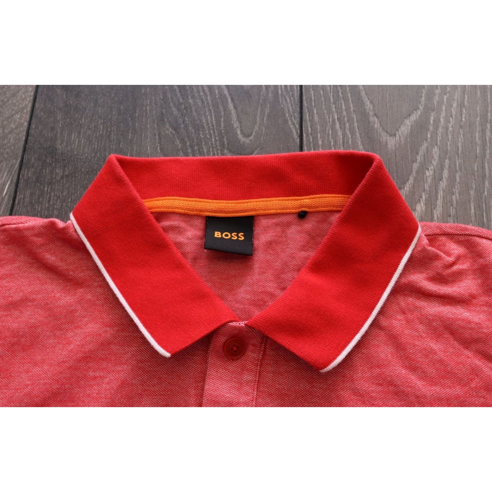 Hugo Boss HUGO BOSS POLO SHIRT Casual PEOXFORD Red Cotton 2XL Mens Slim Short Sleeve Button Collared XXL Look Like XL Size US XXL / EU 58 / 5 - 2 Thumbnail