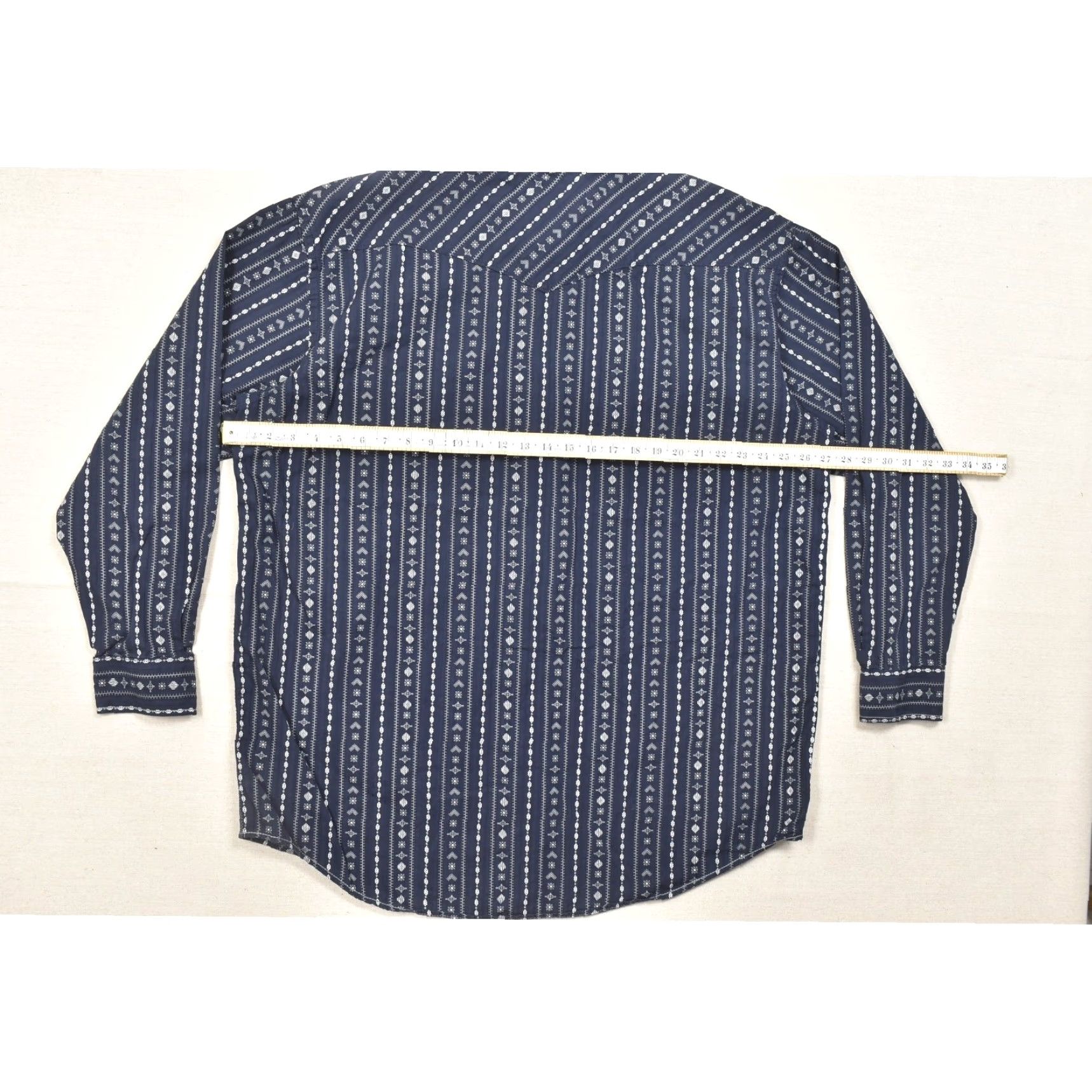 Vintage Panhandle Rough Stock Mens XXL Blue Geometric Pearl Snap Long Sleeve Shirt Size US XXL / EU 58 / 5 - 4 Thumbnail
