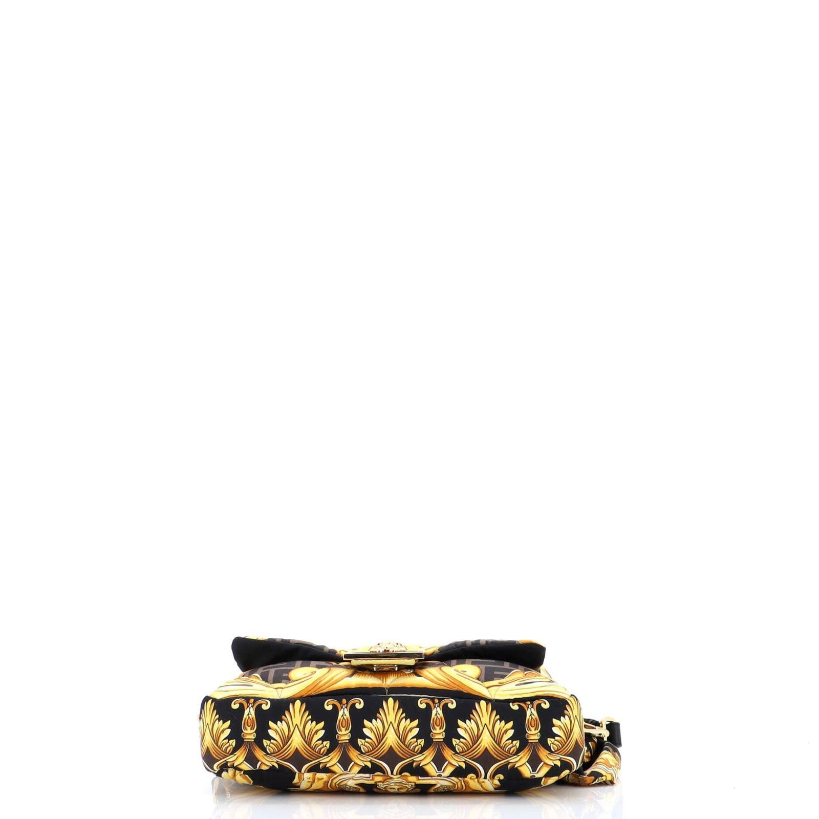 x Versace Fendace Baguette NM Bag Quilted Printed Silk