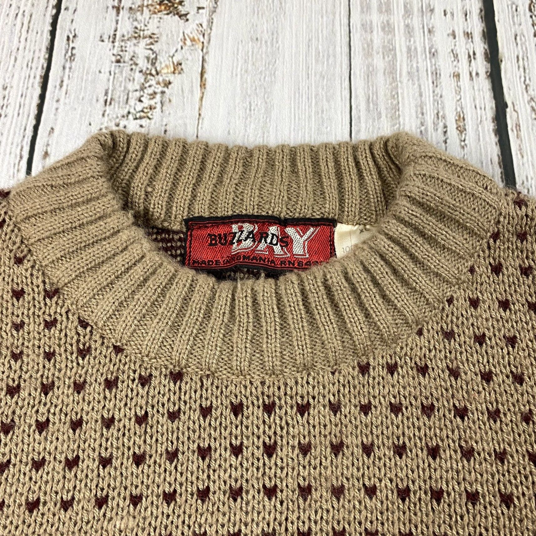 Vintage VINTAGE Buzzards Nordic Fair Isle Sweater Womens XL Brown Crew Neck Knit Pullover 80s Retro Size XL / US 12-14 / IT 48-50 - 3 Thumbnail