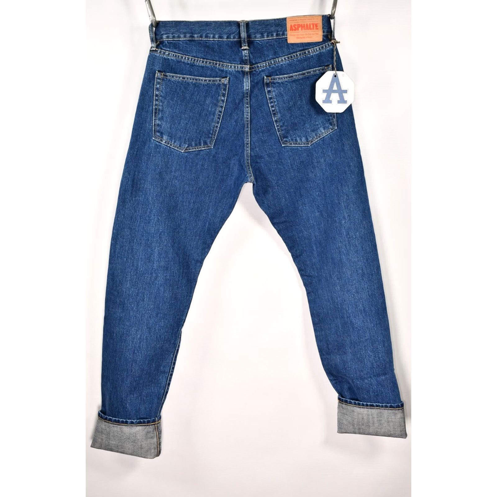 Denime ASPHALTE Candiani Selvedge Denim Jeans Men W32 5-Pocket Design Blue Cotton Regular Inseam 32.68 inch INSEAM 32” W32 Blue Denim Jeans Mens Size US 32 / EU 48 - 3 Thumbnail