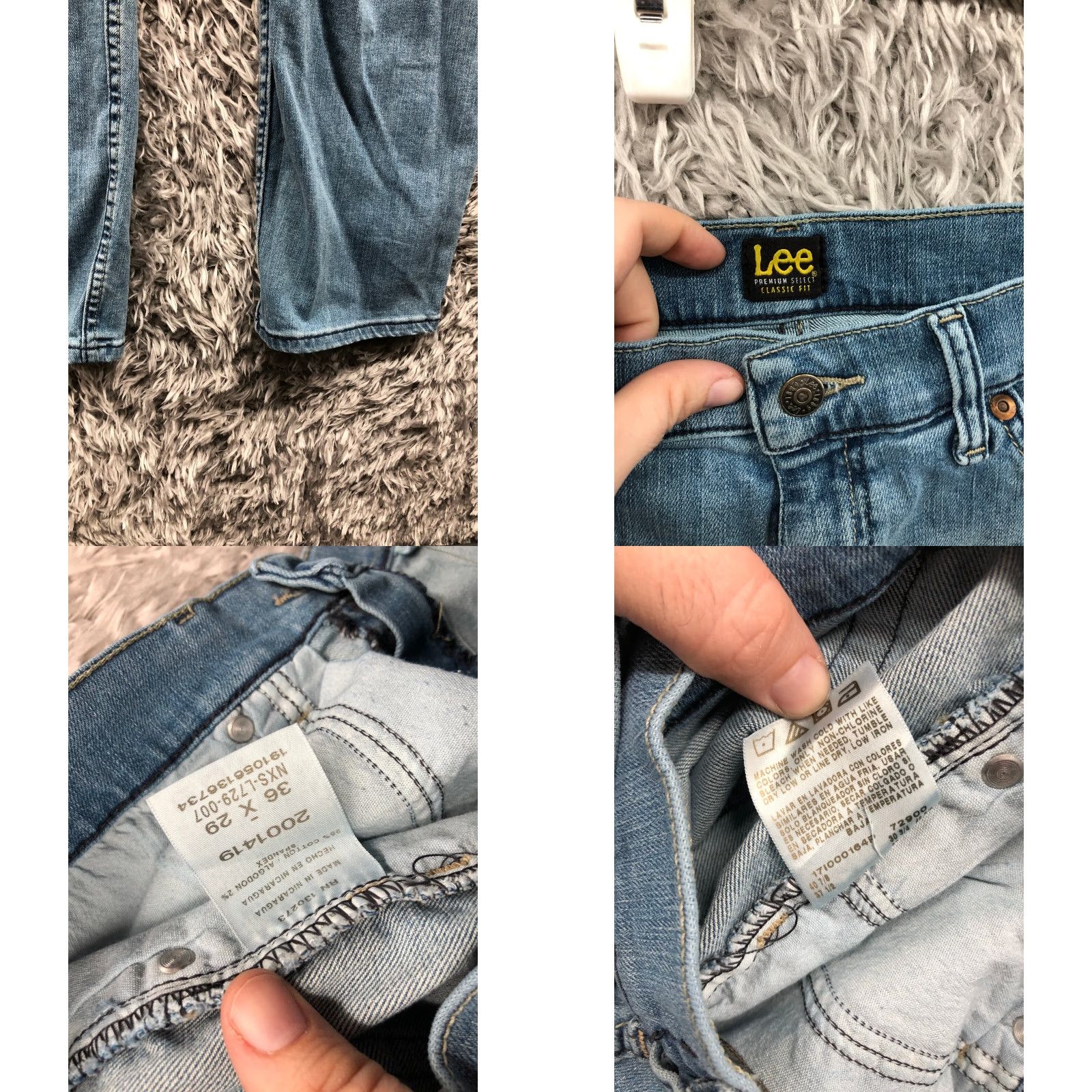 Lee Lee Jeans 36x29 Mens Mid Rise Straight Leg Dark Wash Blue Denim Jeans Belt Loops 5-Pocket Regular Fit Size US 36 / EU 52 - 8 Thumbnail