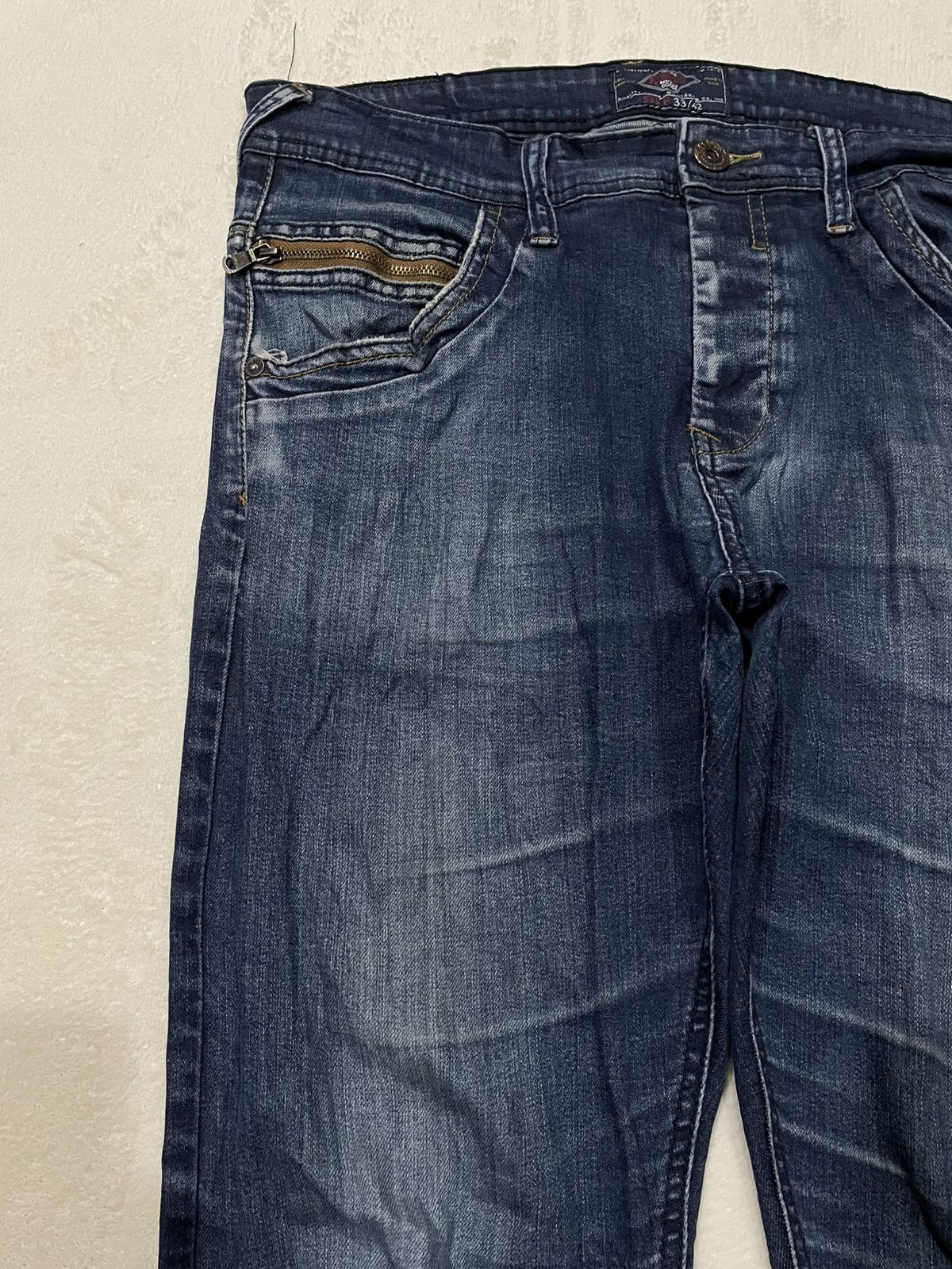 Japanese Brand Vintage KRS Denim Skinny Faded Distress Dark Blue Jeans Size US 33 - 5 Thumbnail