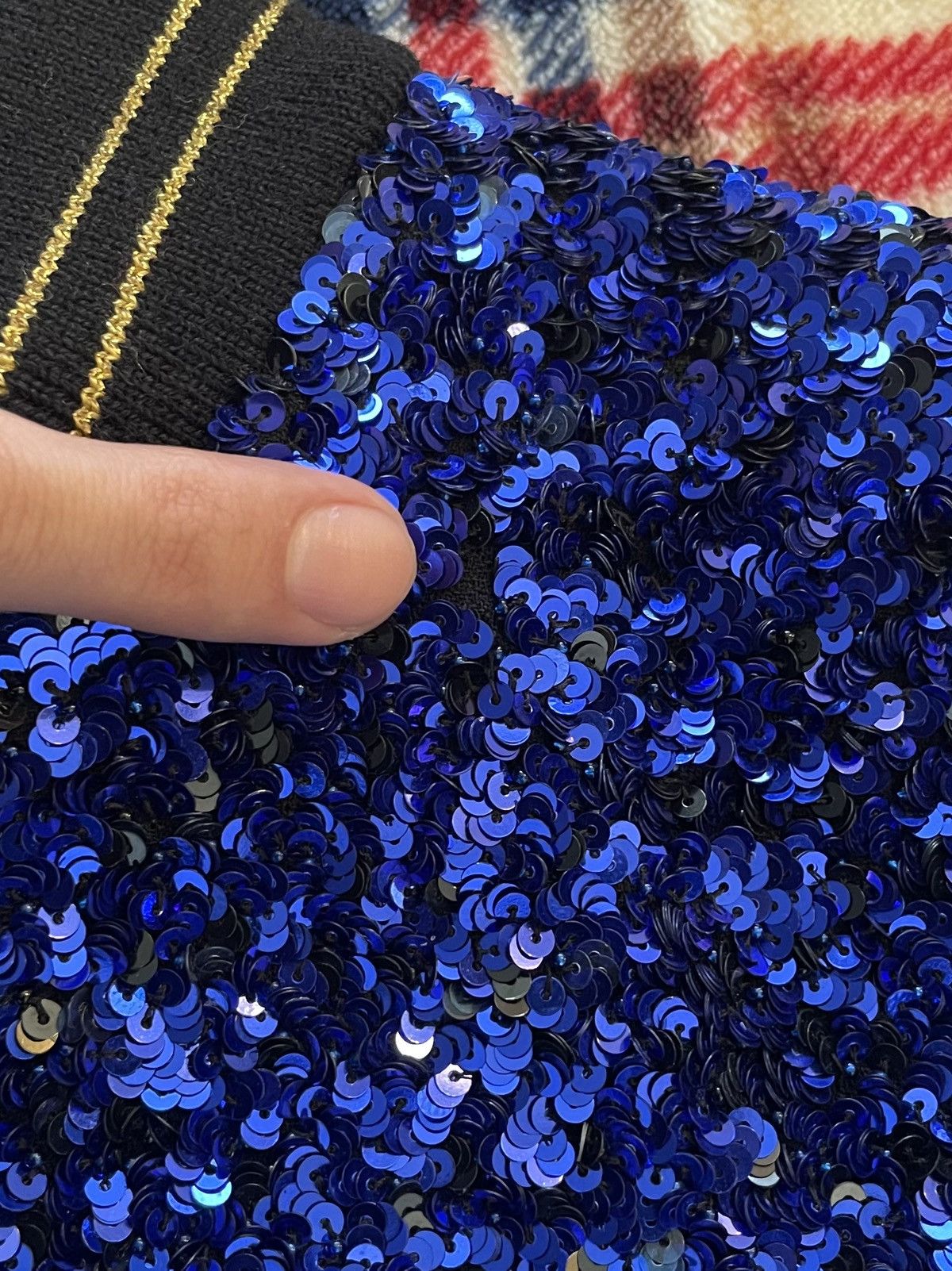 Saint Laurent Paris Saint Laurent Paris Teddy Varsity Sequin Bomber Jacket Blue Size US XS / EU 42 / 0 - 19 Thumbnail