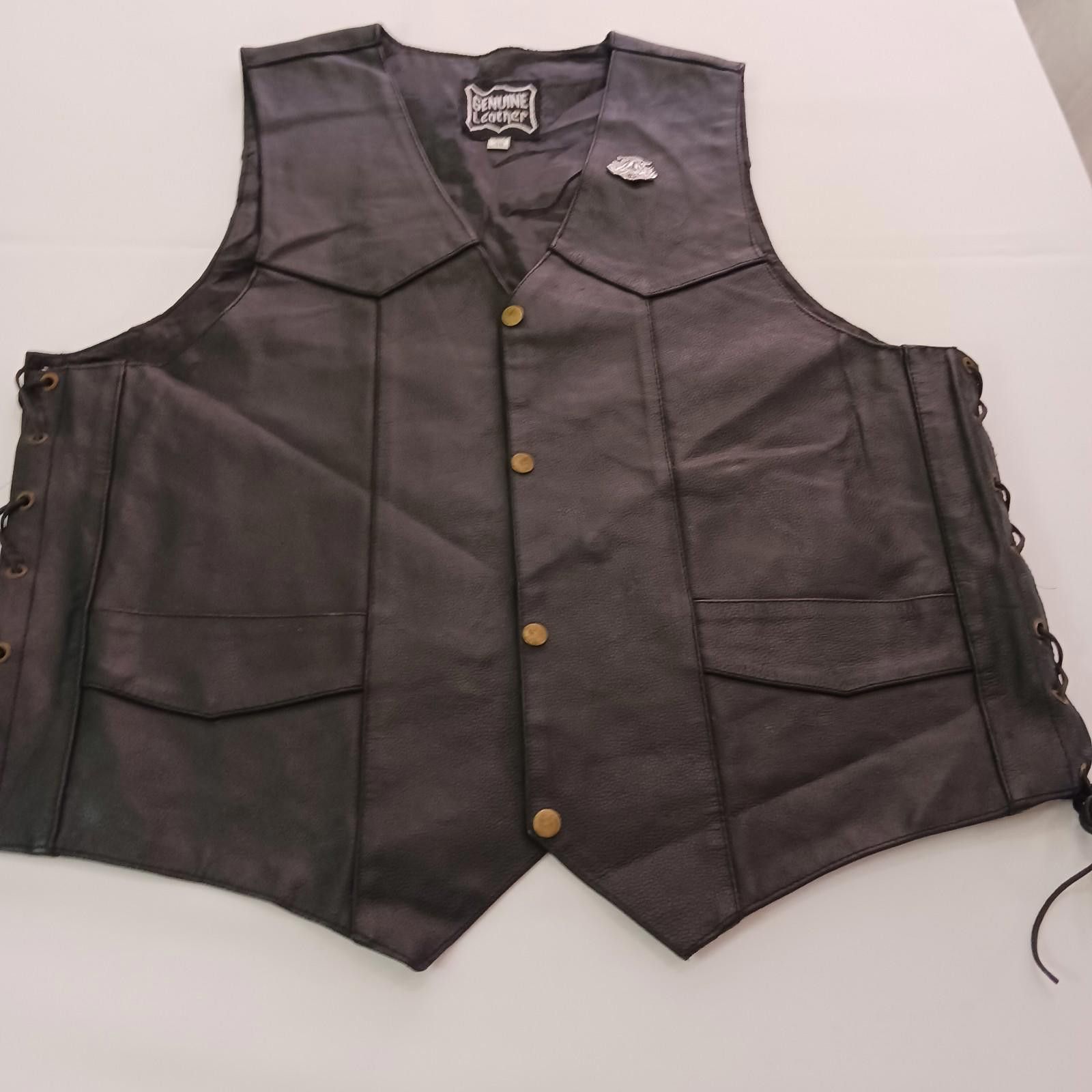 Genuine Leather Genuine Leather Men's Black Real Leather Snap Button Vest 48 Size US M / EU 48-50 / 2 - 12 Thumbnail