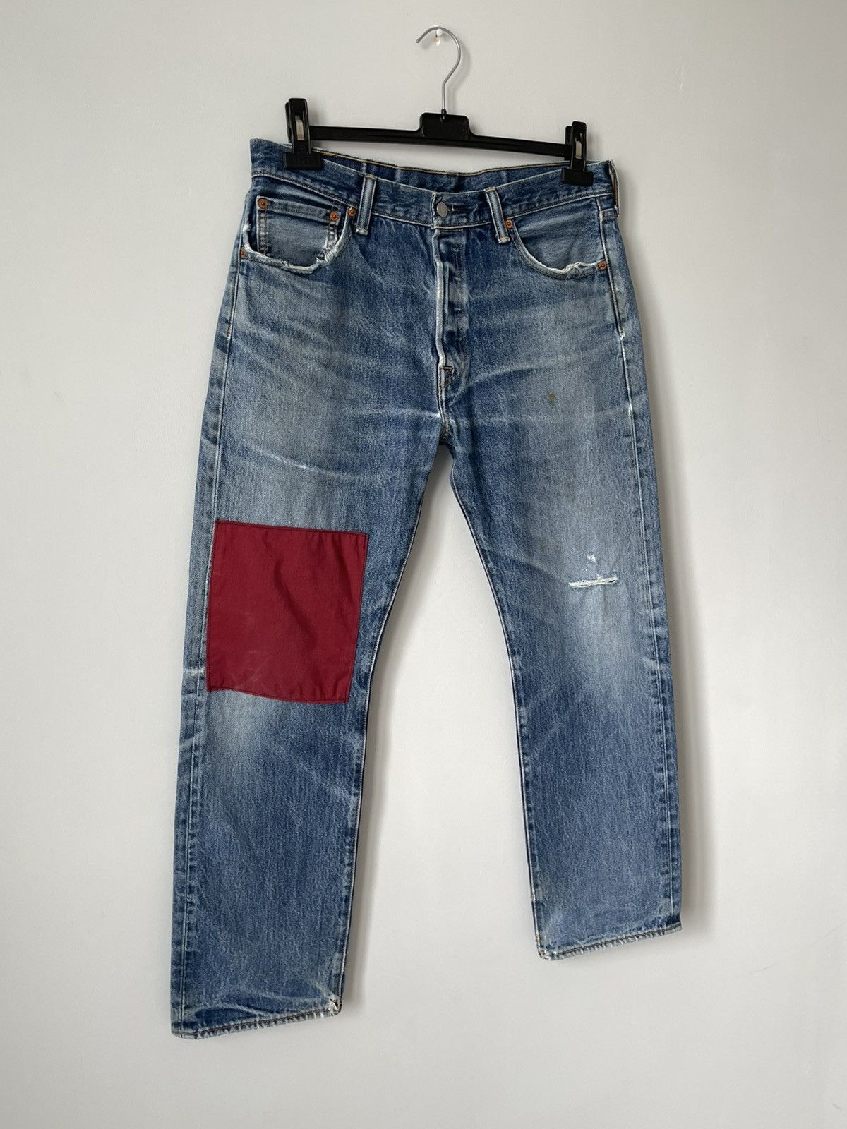 Levi's Levis 501 Patchwork Custom Faded Denim Jeans Size US 34 / EU 50 - 4 Thumbnail