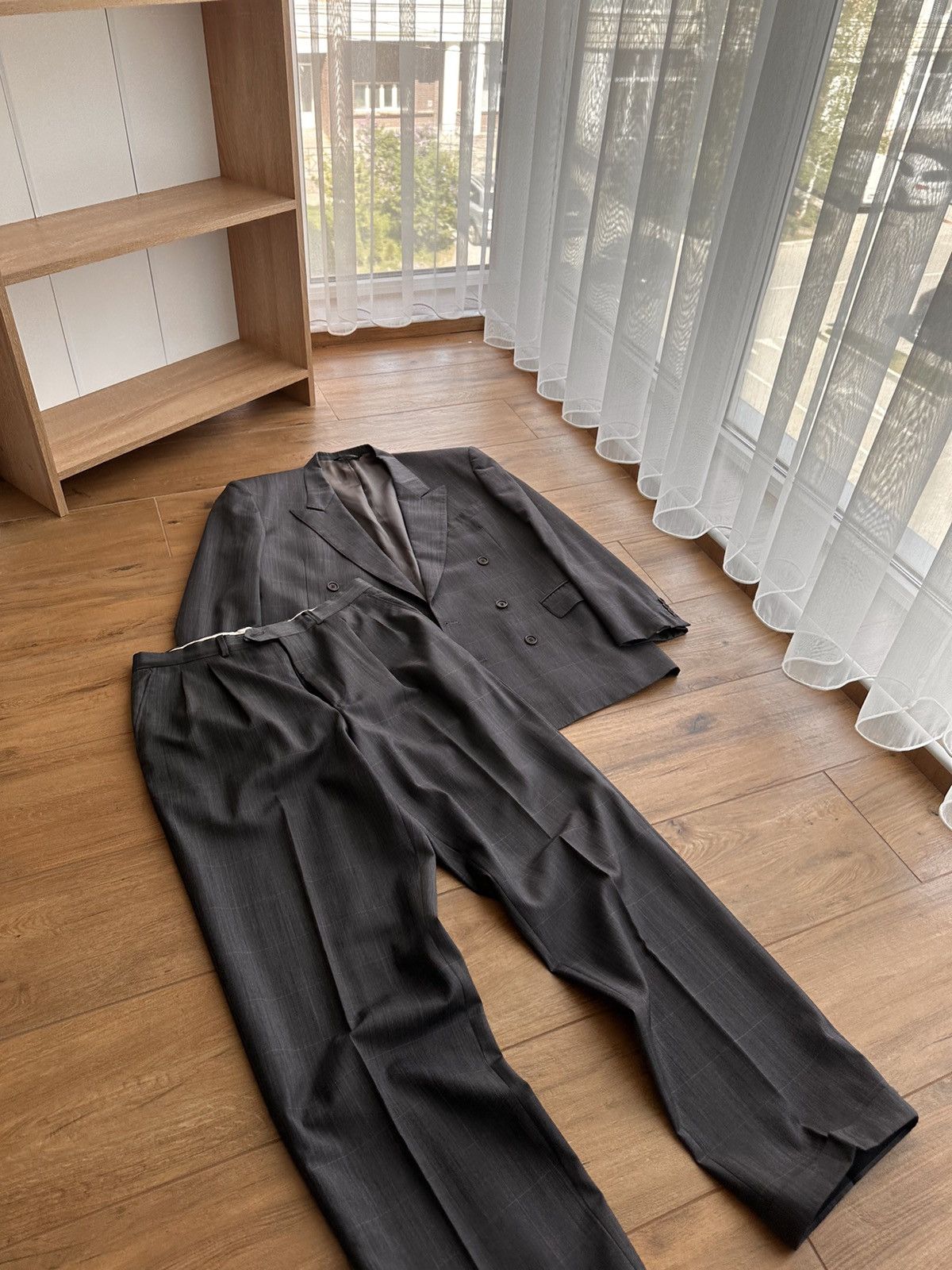 Balenciaga × Vintage Vintage Balenciaga Paris Luxury Laine Grey Formal Suit Size 40L - 11 Thumbnail