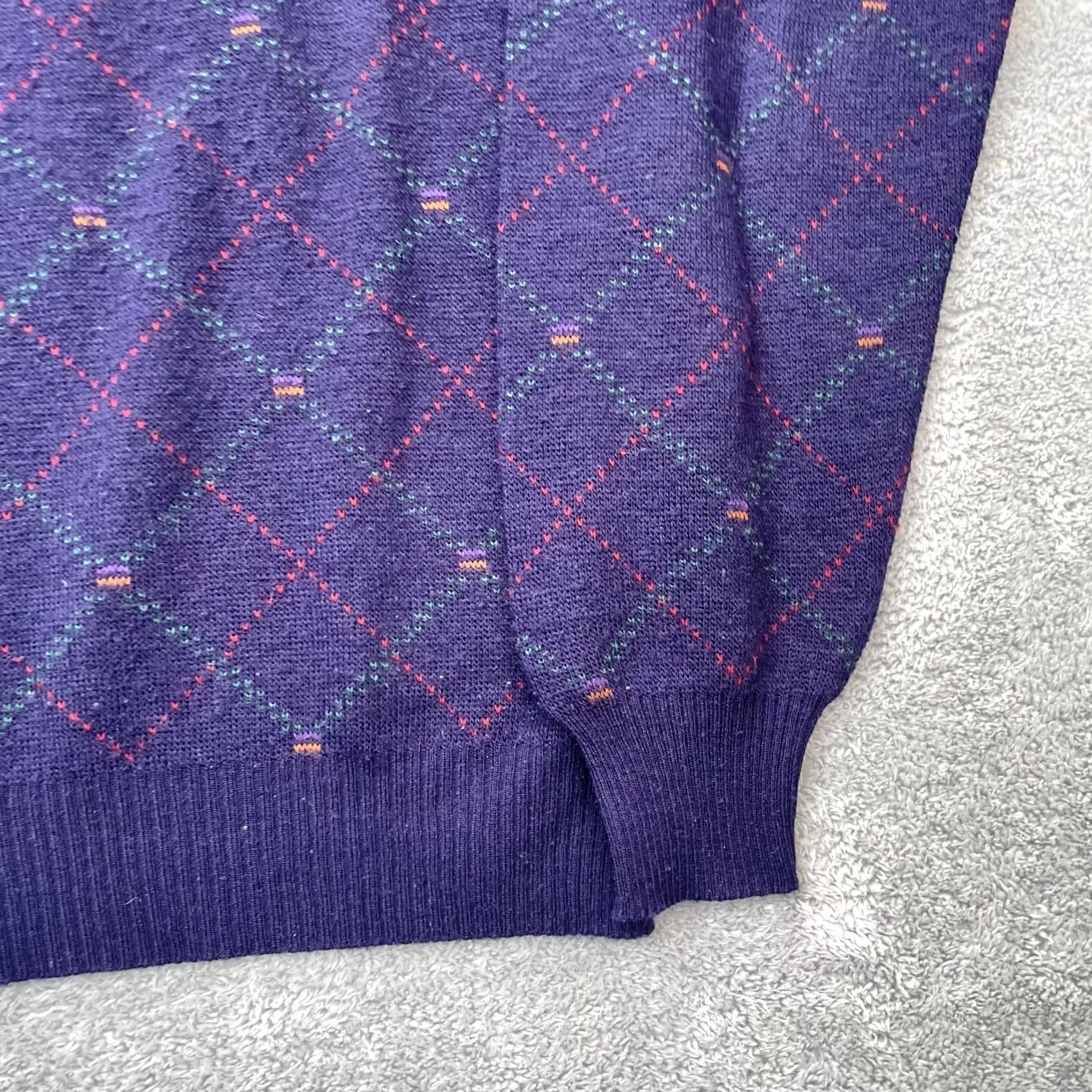 Vintage VINTAGE Maglificio Florence Sweater Men XL Blue Wool Argyle Knit Crew Pullover Italy Size US XL / EU 56 / 4 - 2 Thumbnail