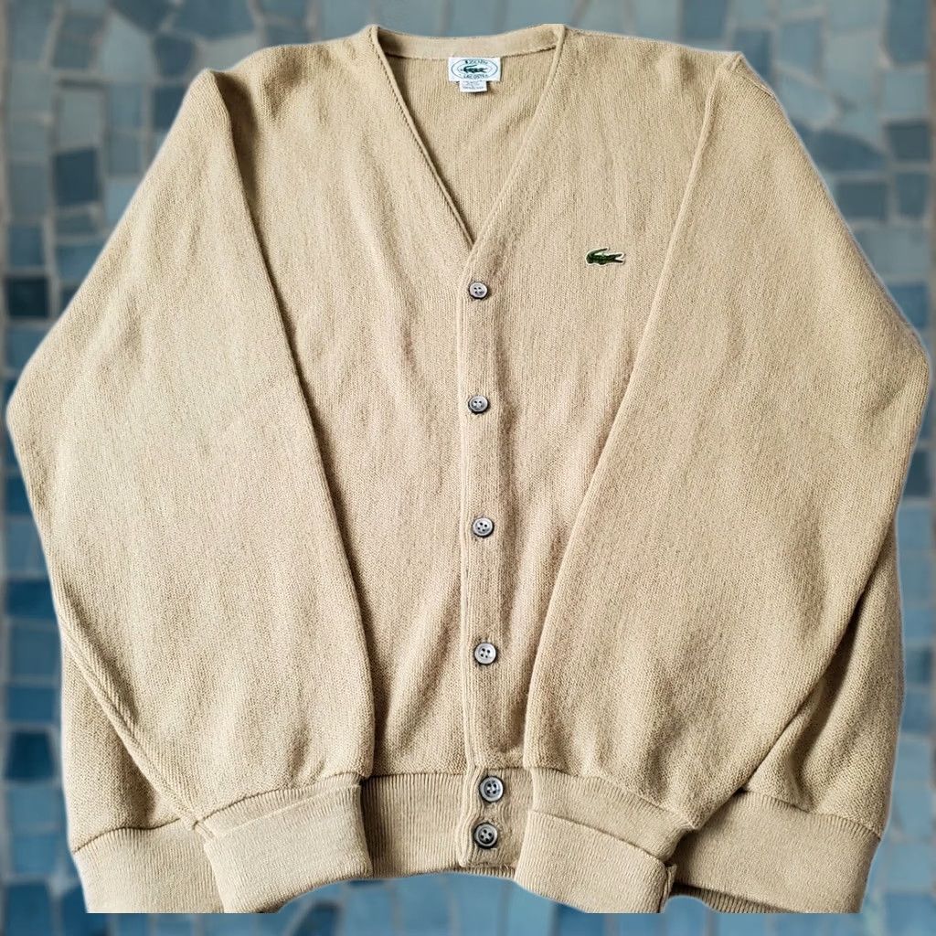 Izod Vintage IZOD Lacoste Cardigan Sweater Cream Knit Button Long Sleeve Men's Size L Size US L / EU 52-54 / 3 - 1 Thumbnail