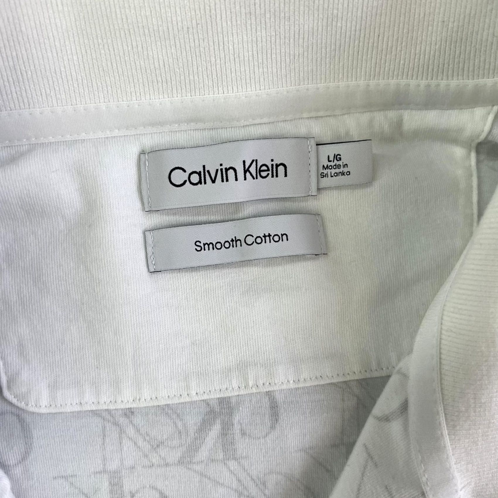 Calvin Klein Calvin Klein Shirt Mens L White CK Logo Polo Short Sleeve, Graphic Print, Collared, Jersey Cotton, Regular Fit Size US L / EU 52-54 / 3 - 2 Thumbnail