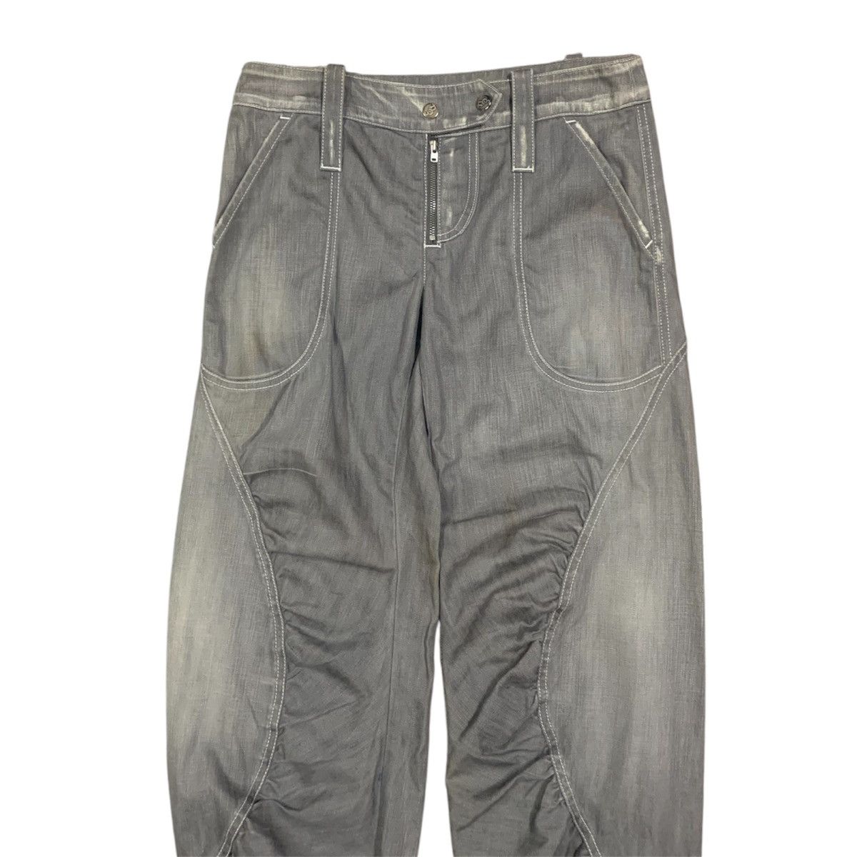 Emporio Armani Denim Balloon Leg Washed Trousers Size 28" / US 6 / IT 42 - 2 Thumbnail