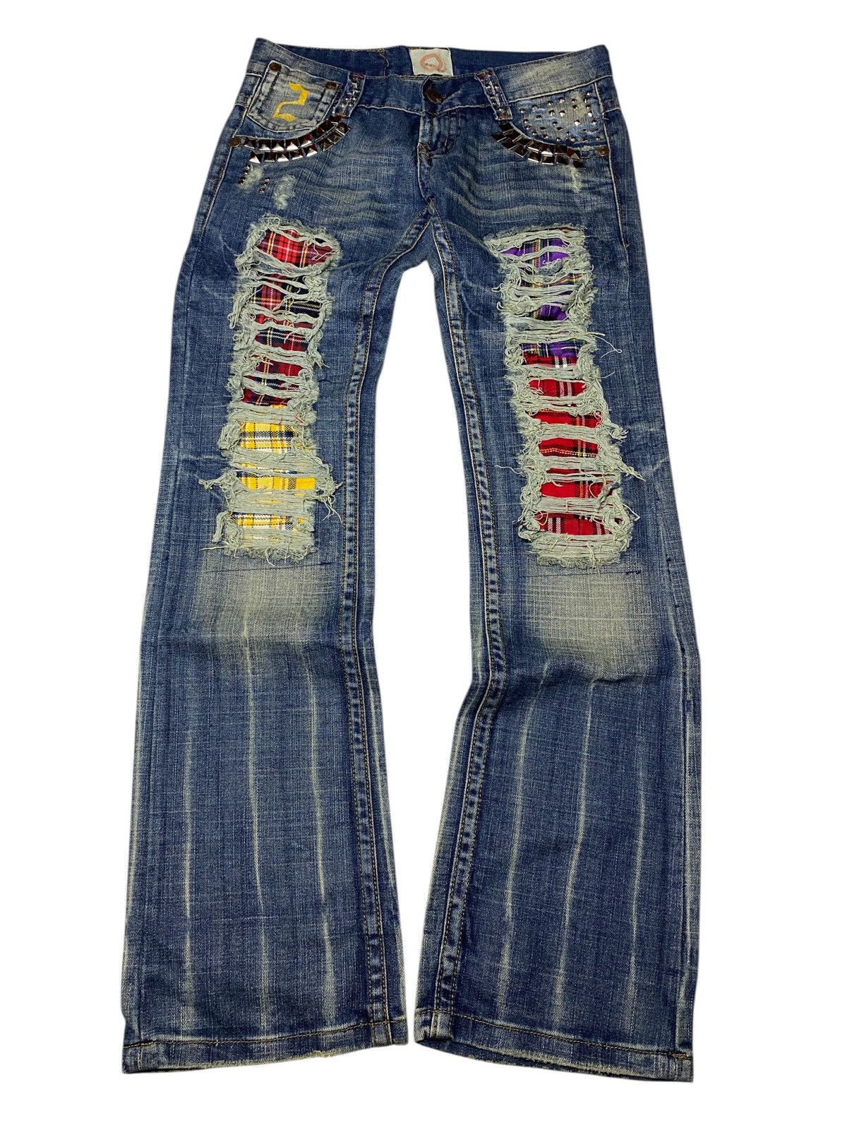 If Six Was Nine 2000's Q Seawash Studded Flared Jeans Size US 27 - 1 Thumbnail