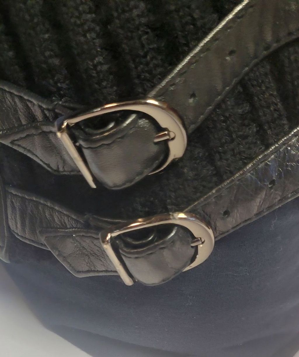 Other RARE Vintage Carlisle Black Leather Moto Jacket Ribbed Wool Size M / US 6-8 / IT 42-44 - 7 Thumbnail