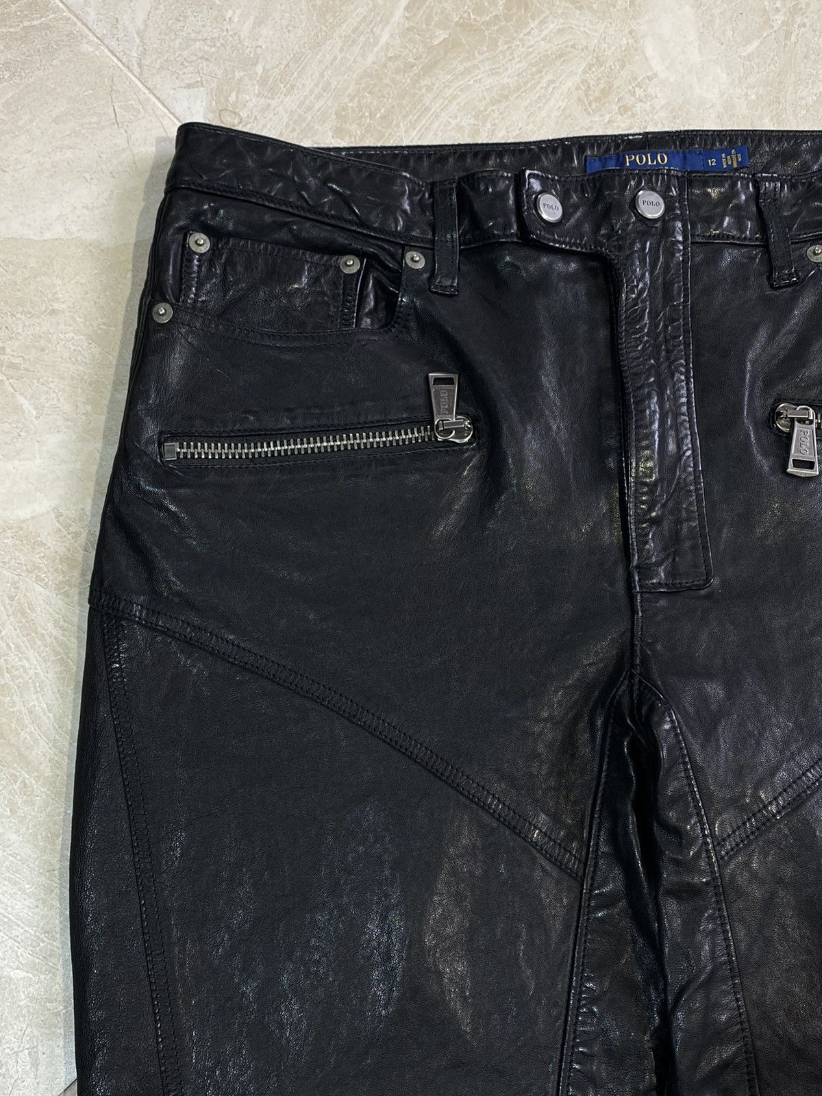 Polo Ralph Lauren Polo Ralph Lauren Women’s Leather Biker Pants Avant Garde Size 34" / US 12 / IT 48 - 6 Thumbnail