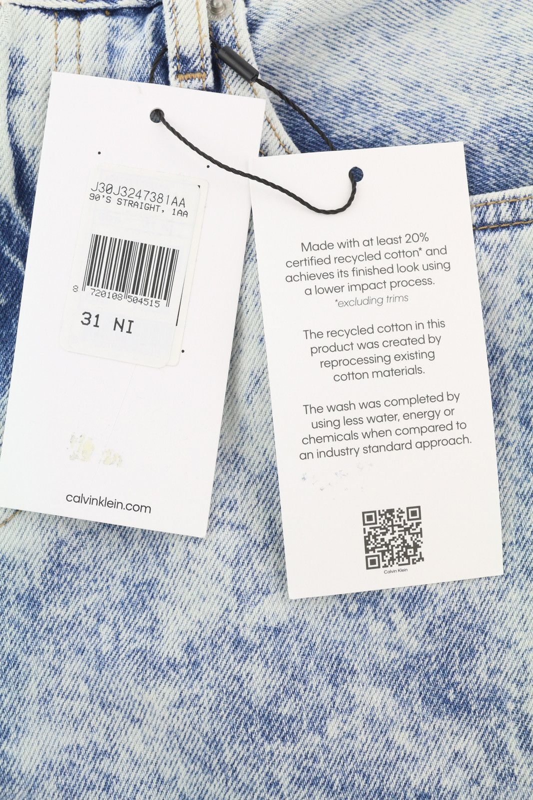 Calvin Klein 90S STRAIGHT W31 Faded Blue Zip Fly Logo Denim 85289 Size US 31 - 7 Thumbnail