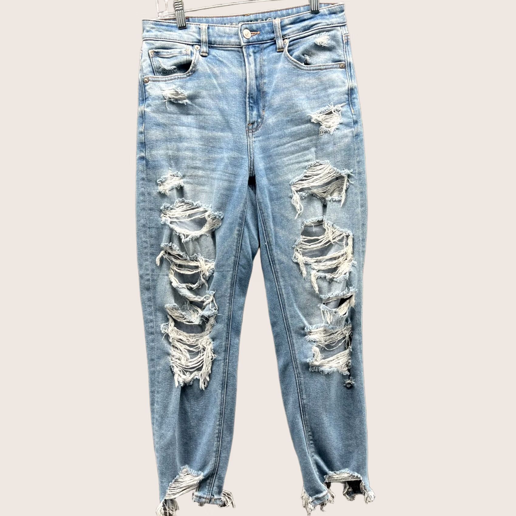 American Eagle Outfitters VINTAGE American Eagle Outfitters Jeans Womens 6 Blue Distressed Mom Stretch Denim Ripped Baggy Size 28" / US 6 / IT 42 - 1 Thumbnail