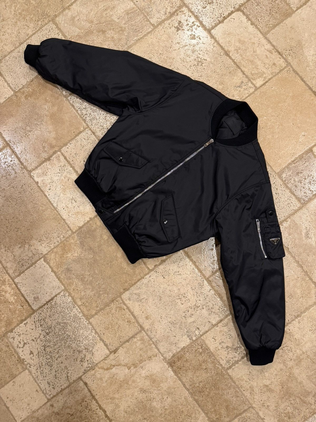 Prada Prada Re-Nylon Triangle Logo Black Bomber Jacket Size US M / EU 48-50 / 2 - 6 Thumbnail