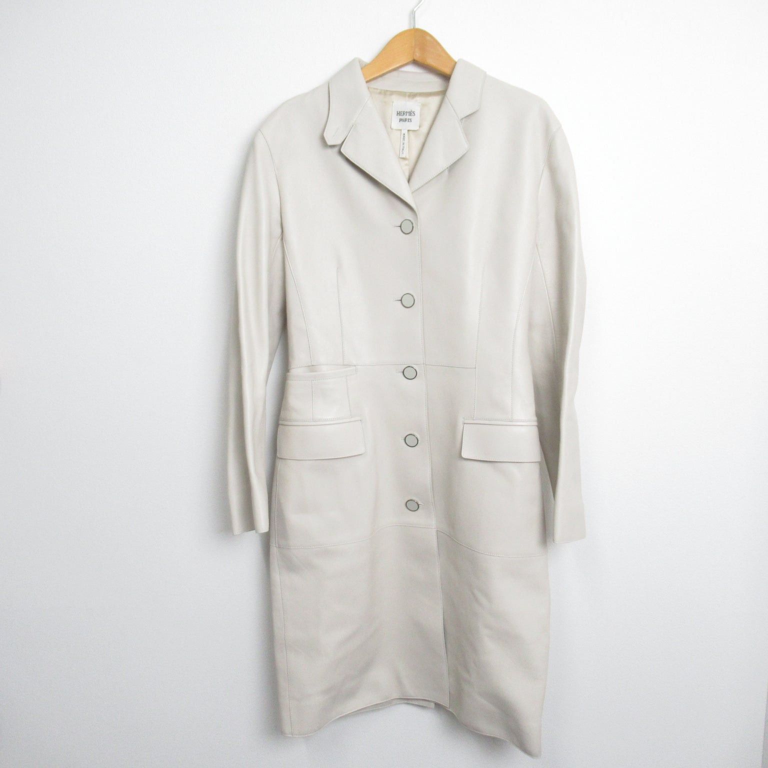 Hermes Coat Calfskin (Cowhide) White Cream