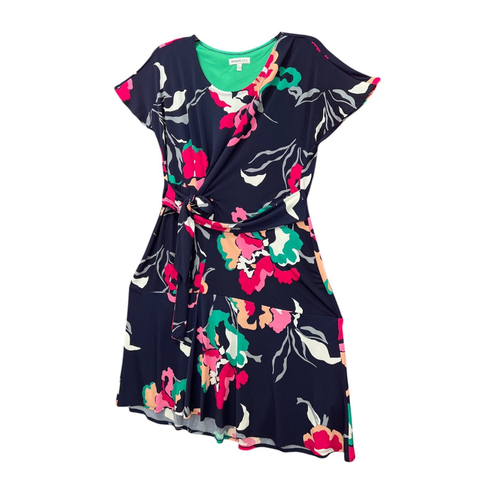 Other Robbie Bee - Women's Short Sleeve Floral Fit + Flare Dress - Size L / US 10 / IT 46 - 18 Thumbnail