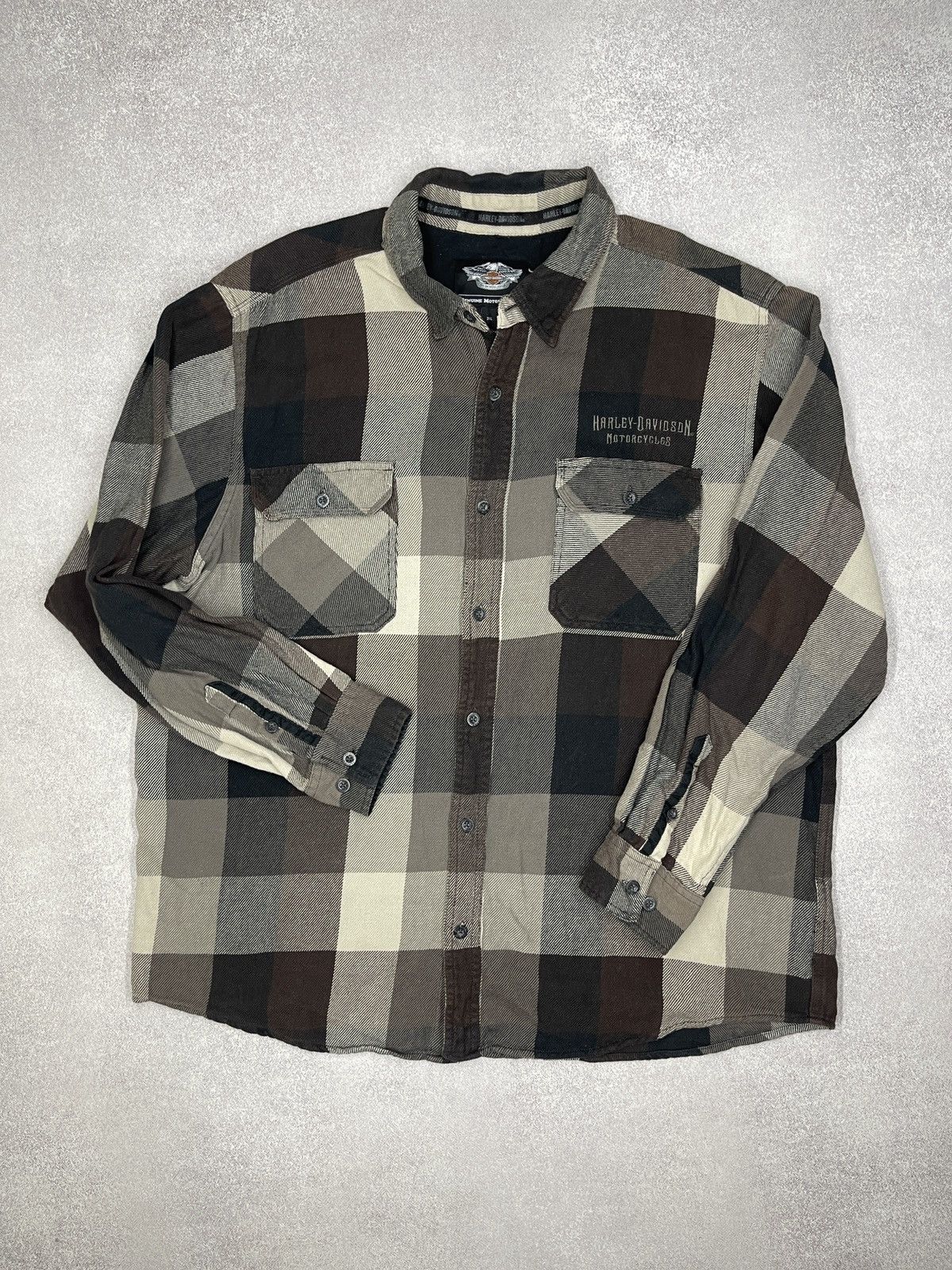Harley Davidson Vintage Harley Davidson Motorcycle Flanel Shirt Into a Cage Size US XXL / EU 58 / 5 - 2 Thumbnail