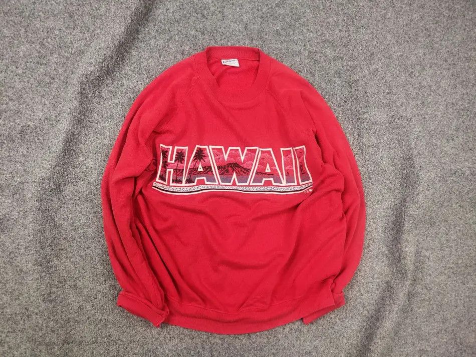 Vintage Vintage 1980s Hawaii Red logo crewneck Sweatshirt USA Made Size US L / EU 52-54 / 3 - 1 Thumbnail