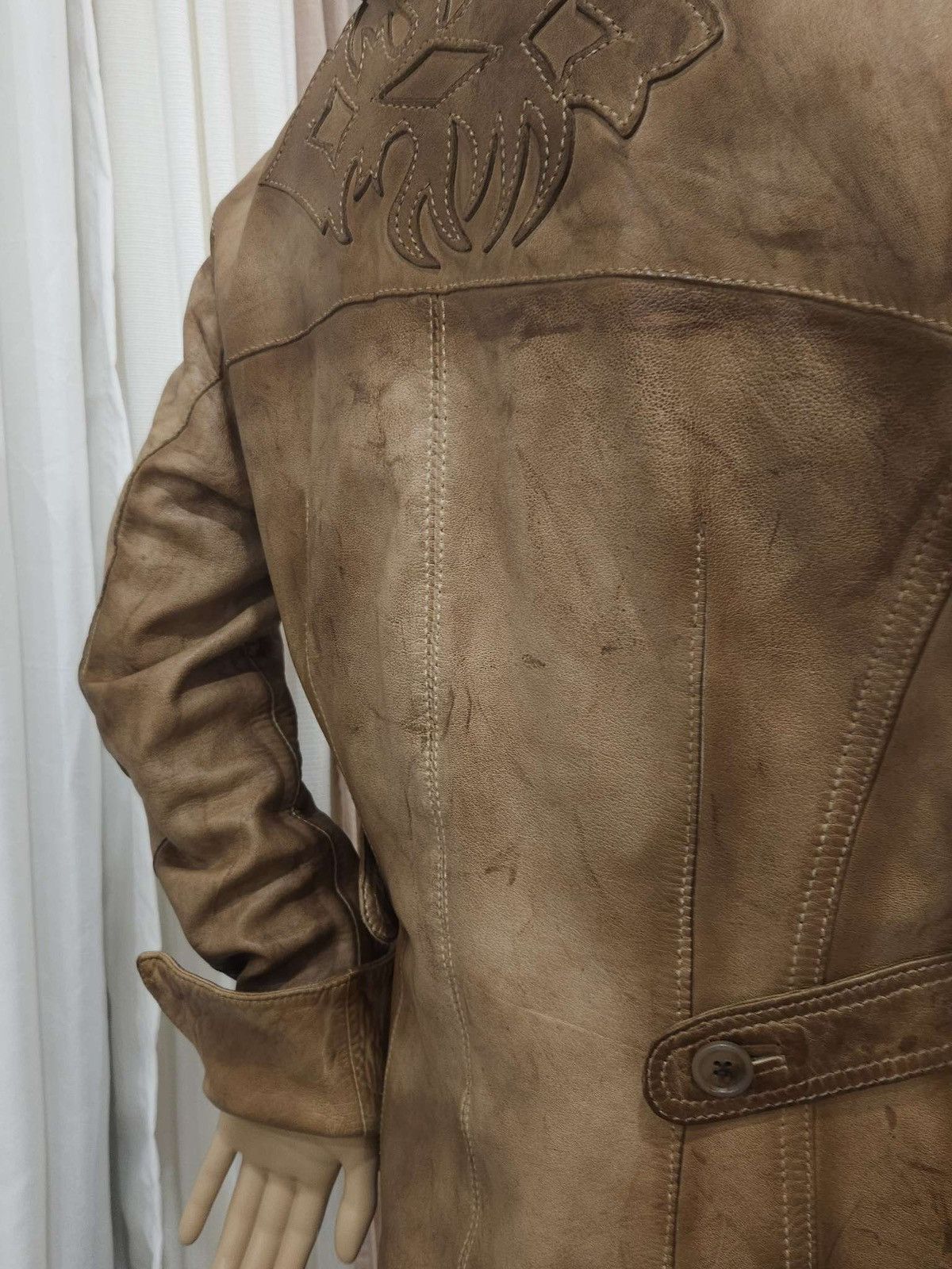 Super Soft Real Leather Distressed Patina Jacket By Blur