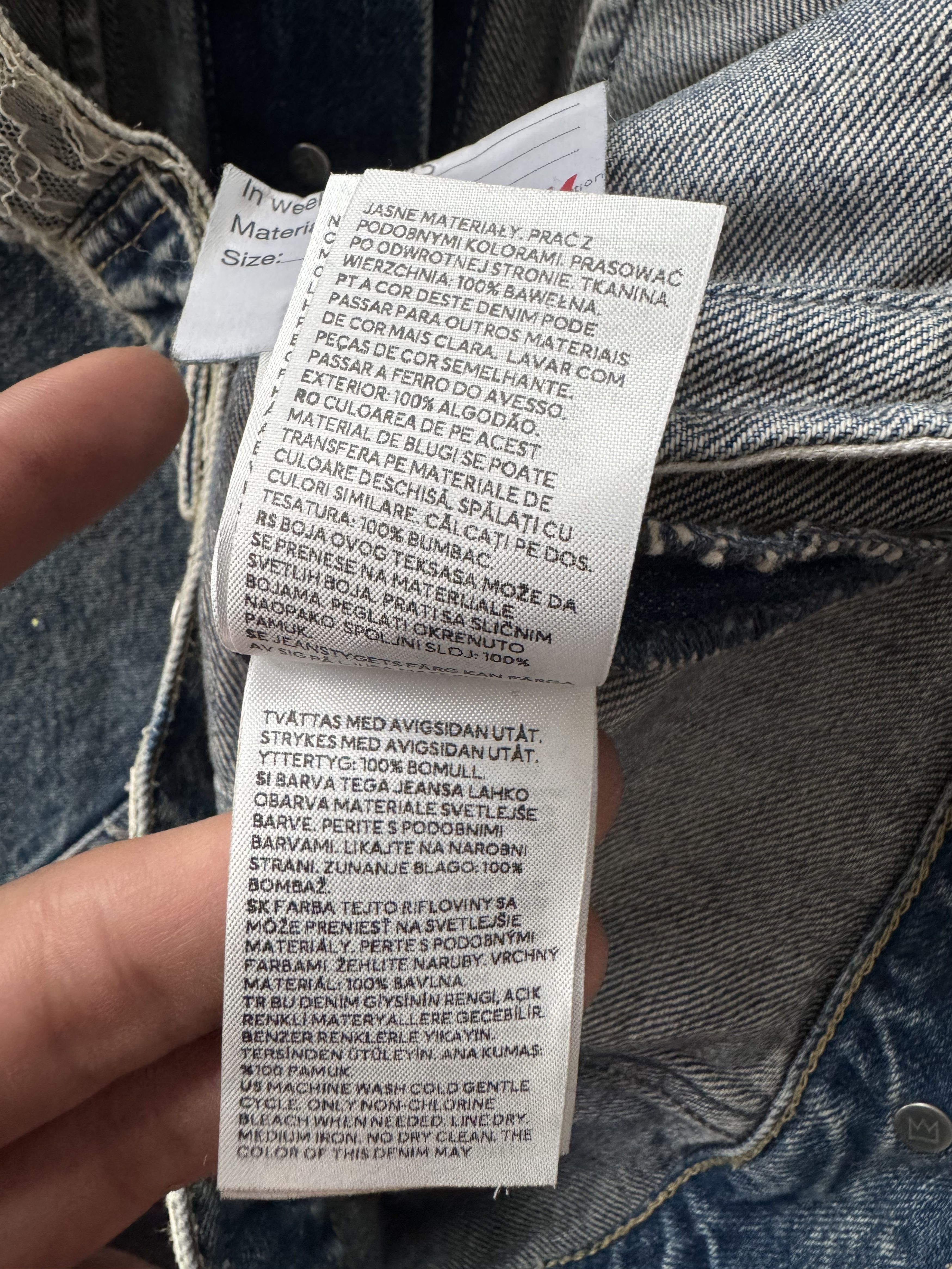 H&M × Jean-Michel Basquiat × Who Decides War Distressed Rhinestone Denim Jacket Size US XS / EU 42 / 0 - 22 Thumbnail