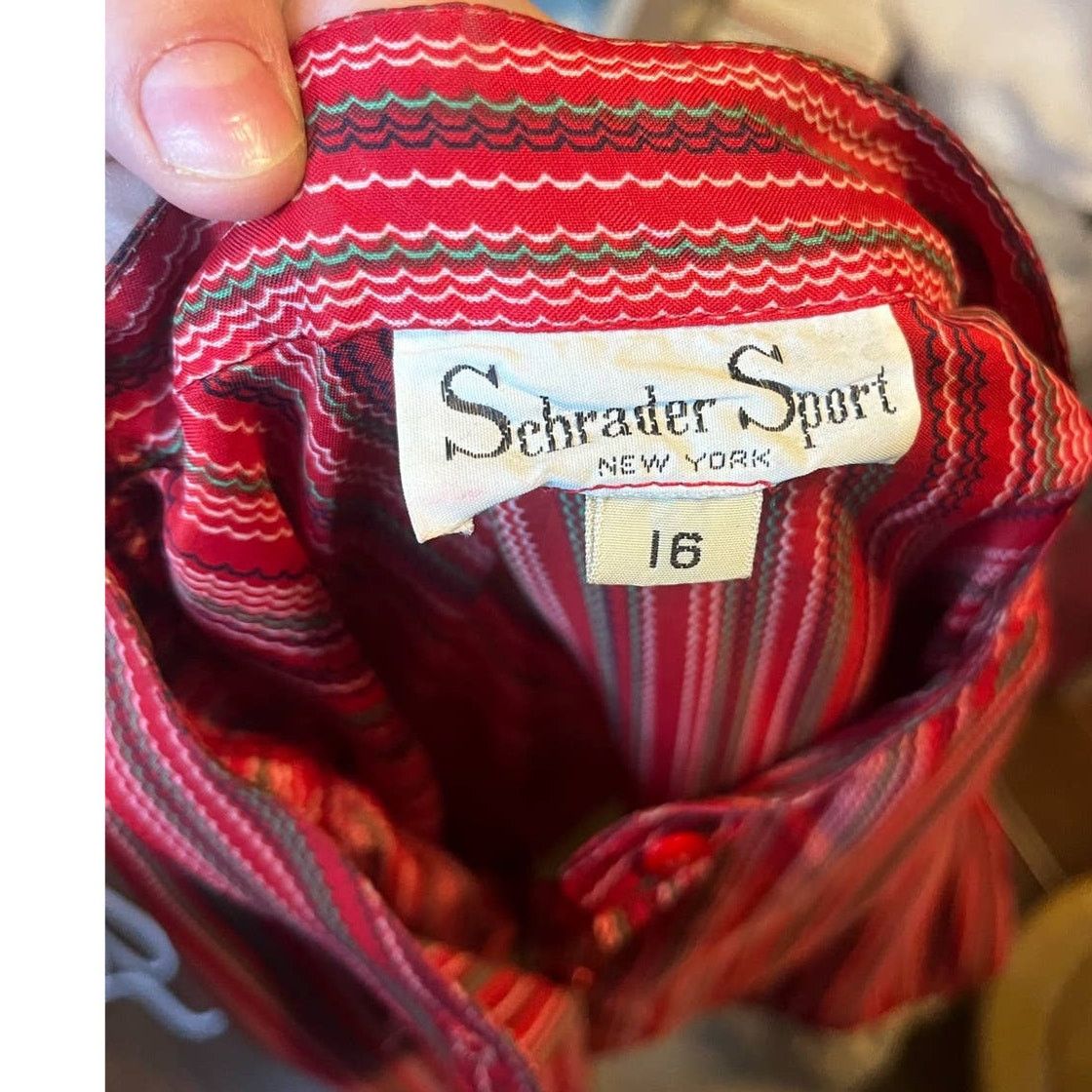 Vintage Vintage 70s Schrader ILGWU Red Beige Striped Dress Large XL Size XL / US 12-14 / IT 48-50 - 8 Thumbnail