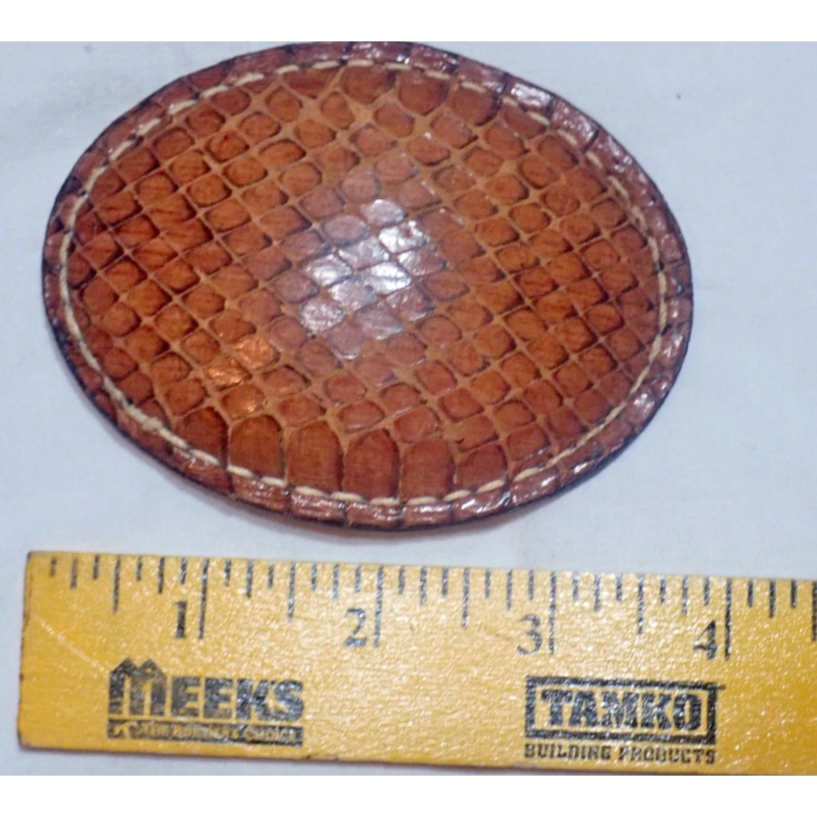Vintage VINTAGE Cardat Snakeskin Reptile Skin Leather Oval Belt Buckle Only Cowboy Western Unisex Adult Brown 1990s Size ONE SIZE - 2 Thumbnail