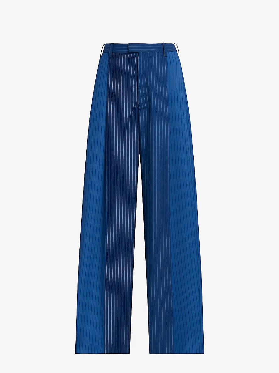 Marni o1w1db10125 Pinstriped Straight Pants in Blue Size 28" / US 6 / IT 42 - 1 Thumbnail