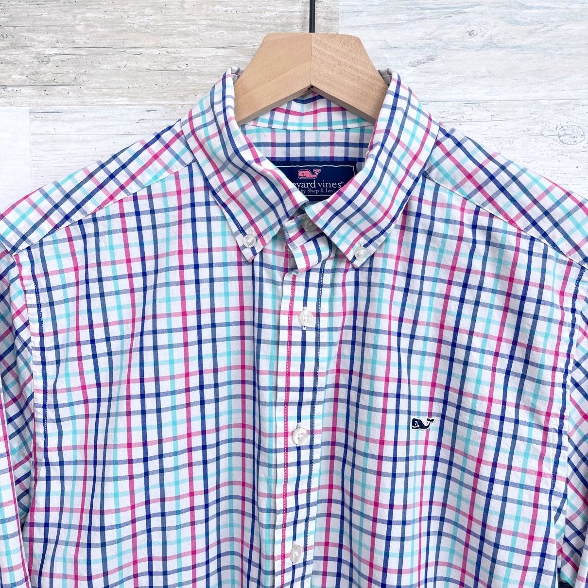 Vineyard Vines Vineyard Vines Slim Fit Whale Shirt Blue Pink Plaid Mens M Size US M / EU 48-50 / 2 - 2 Thumbnail