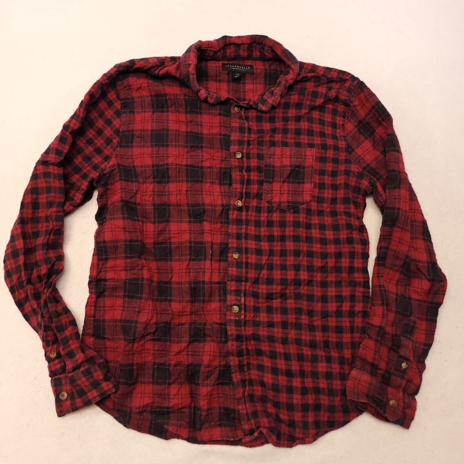 Aeropostale Aeropostale Tartan Flannel Shirt Mens Size Large L Red Black Size US L / EU 52-54 / 3 - 2 Thumbnail