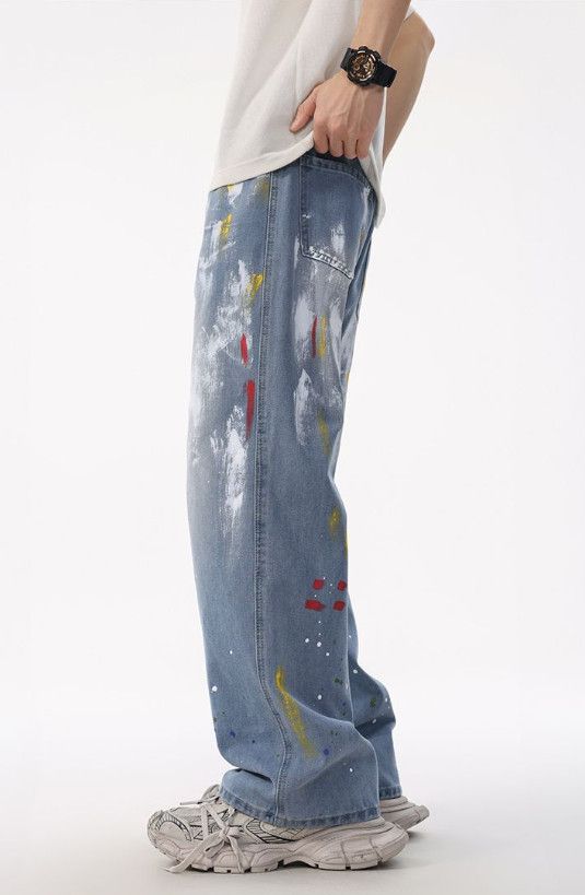 Japanese Brand American high street splatter paint baggy wide-leg jeans Size US 32 / EU 48 - 4 Thumbnail