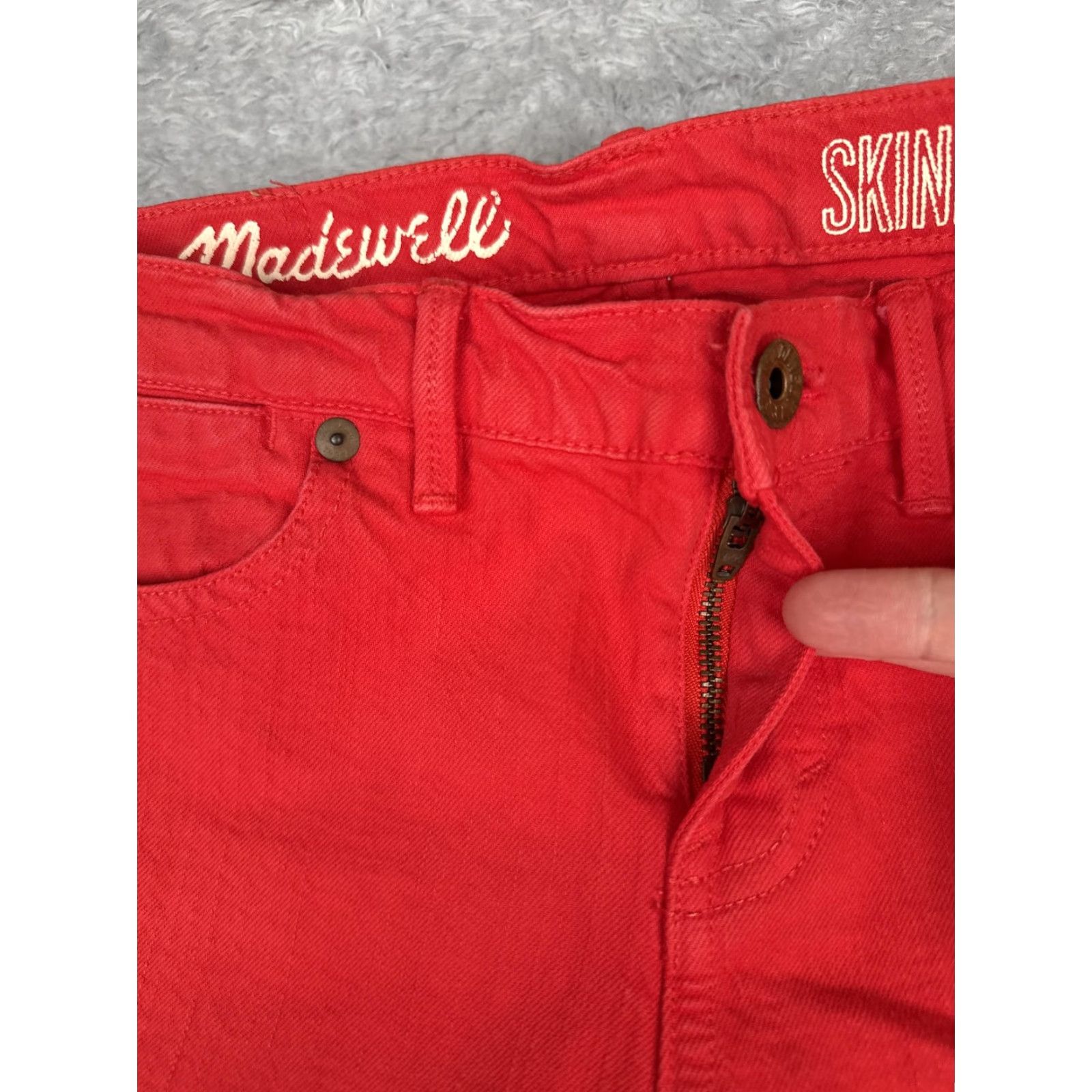 Madewell Madewell Skinny Jeans Womens 27 Red Mid Rise Slim Stretch Denim 27x32 Size 27" / US 4 / IT 40 - 5 Thumbnail