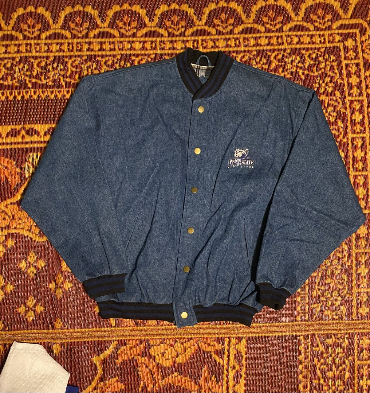 Vintage Vintage Penn State Denim Bomber Jacket Size US M / EU 48-50 / 2 - 2 Thumbnail