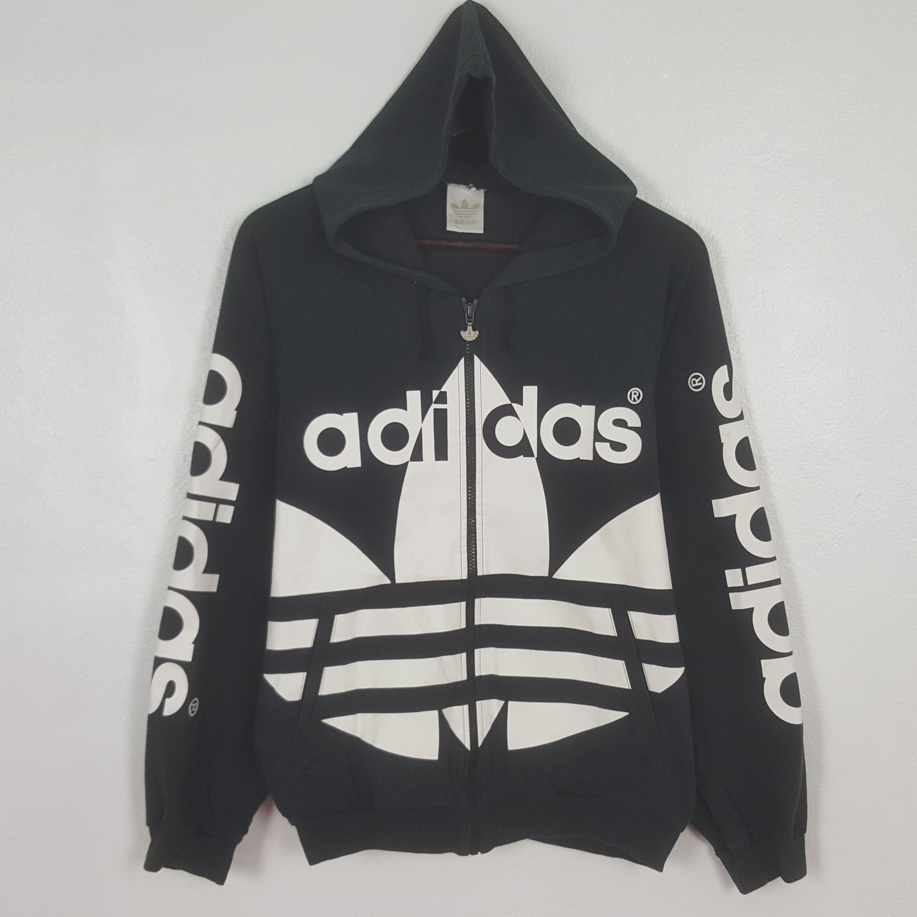 Adidas Vintage Adidas Big Logo Zipper Jacket Hoodie Size US M / EU 48-50 / 2 - 1 Thumbnail
