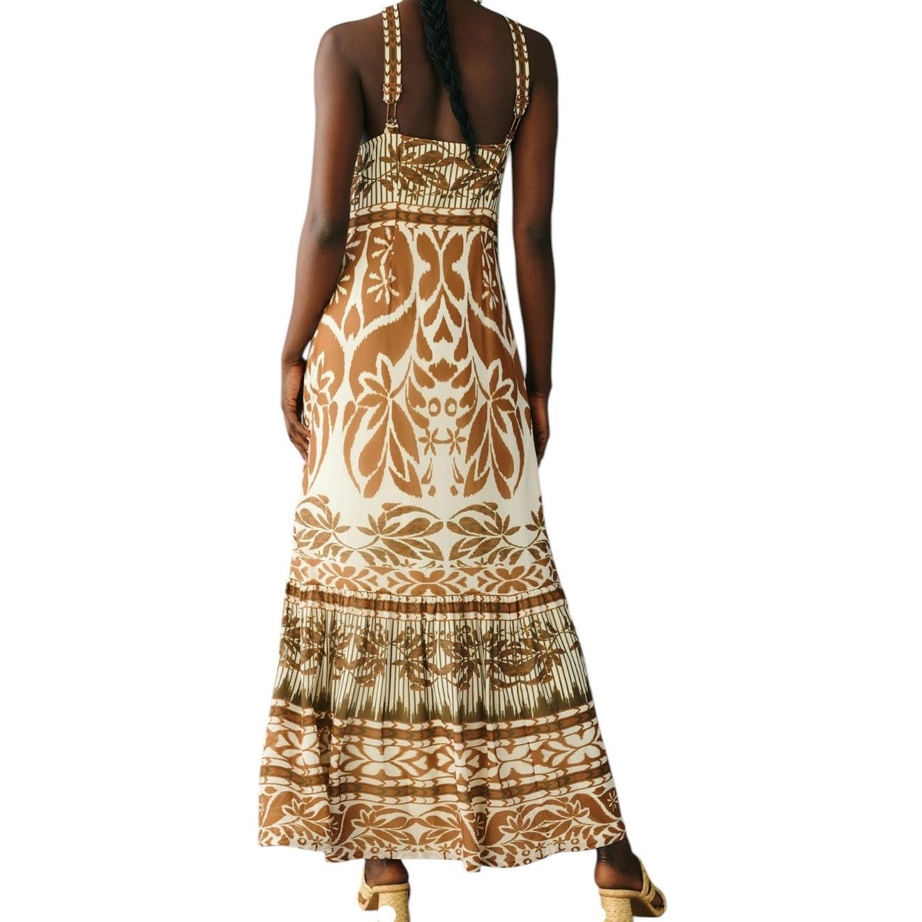 NEW NWT Anthro Vineet Bahl Halter Maxi Dress XS Brown Print