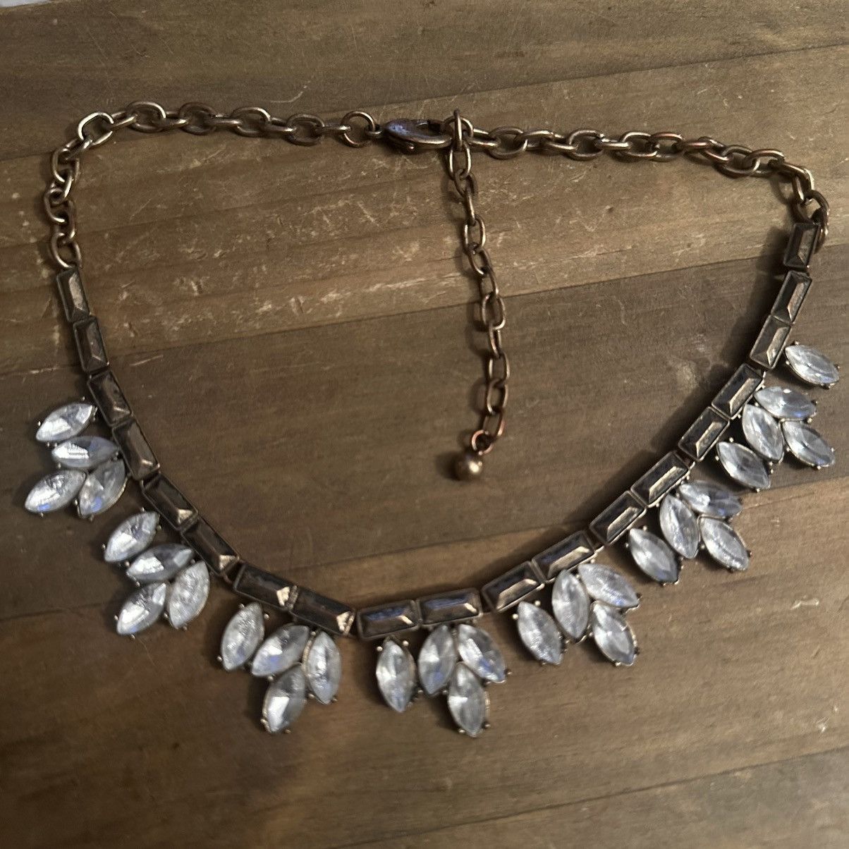 Other Antique gold clear rhinestone statement collar necklace Size ONE SIZE - 2 Thumbnail