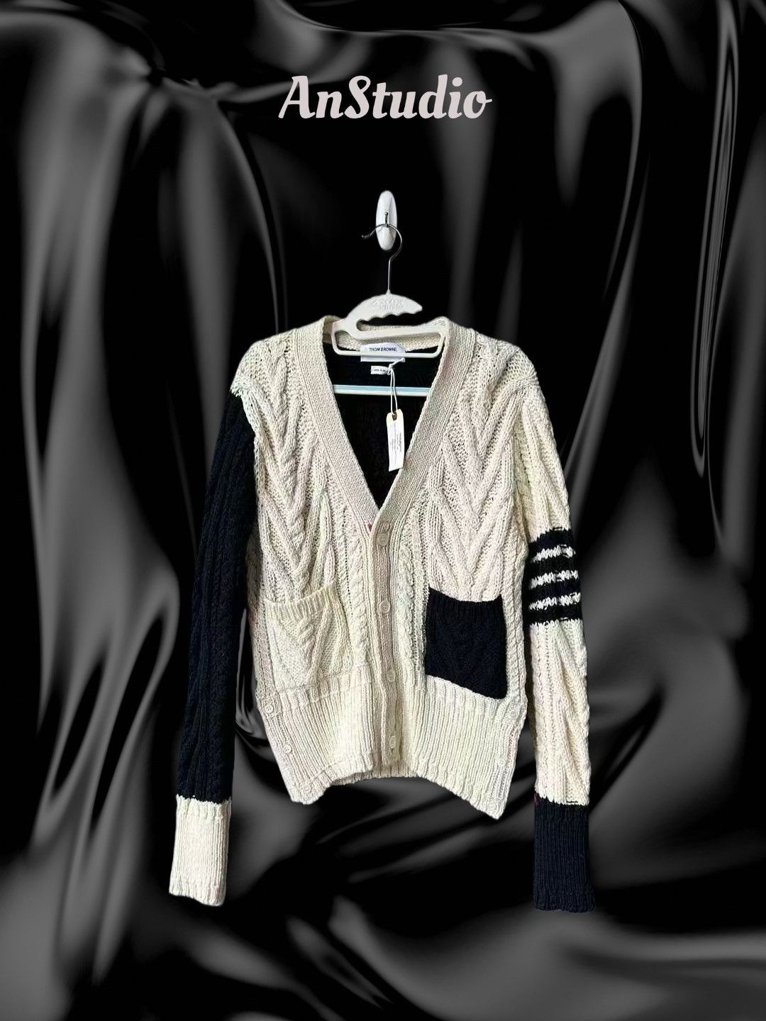 Thom Browne Thom Browne Funmix 4-bar Cable Knit Cardigan Size US M / EU 48-50 / 2 - 1 Thumbnail