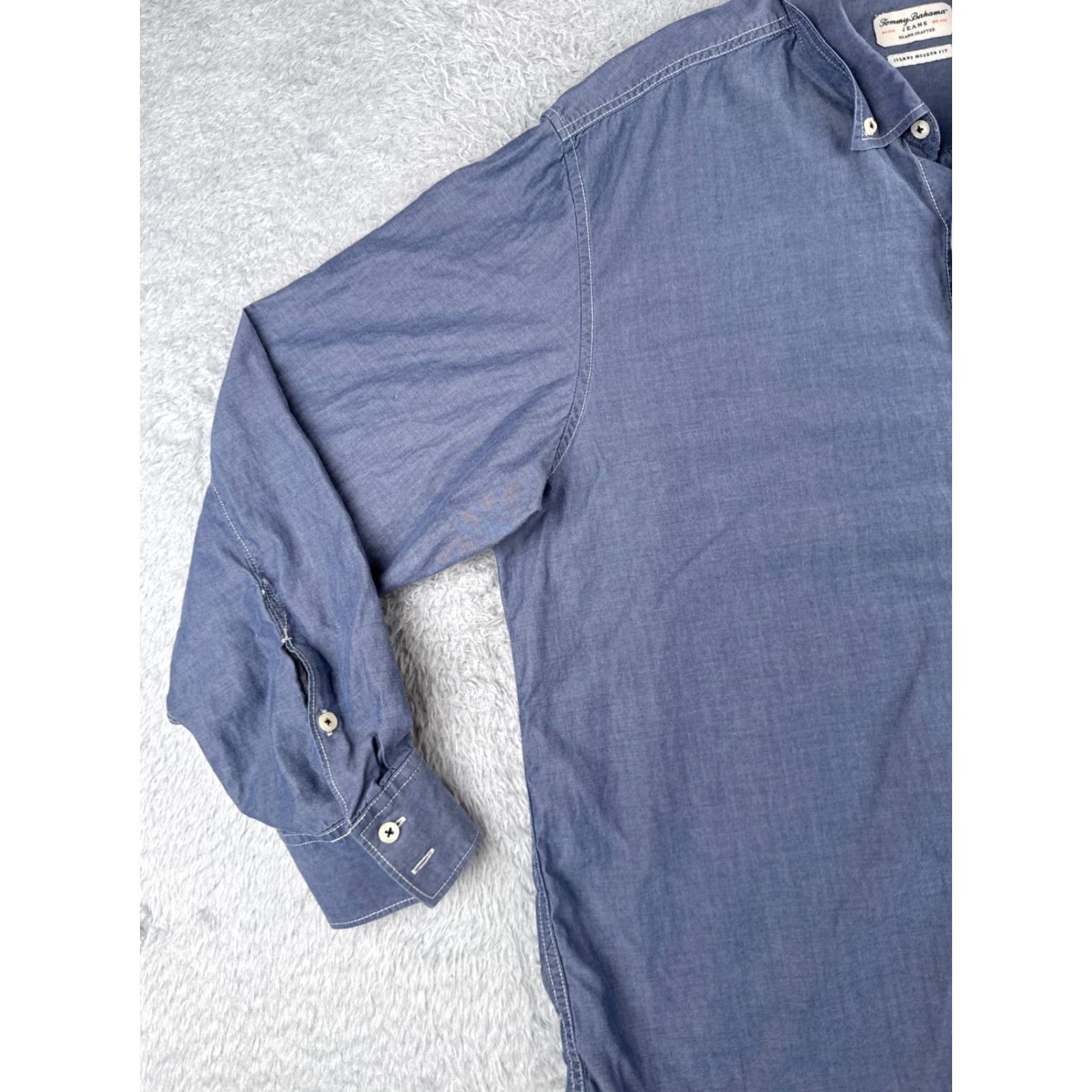 Tommy Bahama Tommy Bahama Shirt Men XL Blue Long Sleeve Button-Up with Pocket, Aloha Resort Style, 100% Cotton/Tencel Blend, Slim Fit Size US XL / EU 56 / 4 - 3 Thumbnail