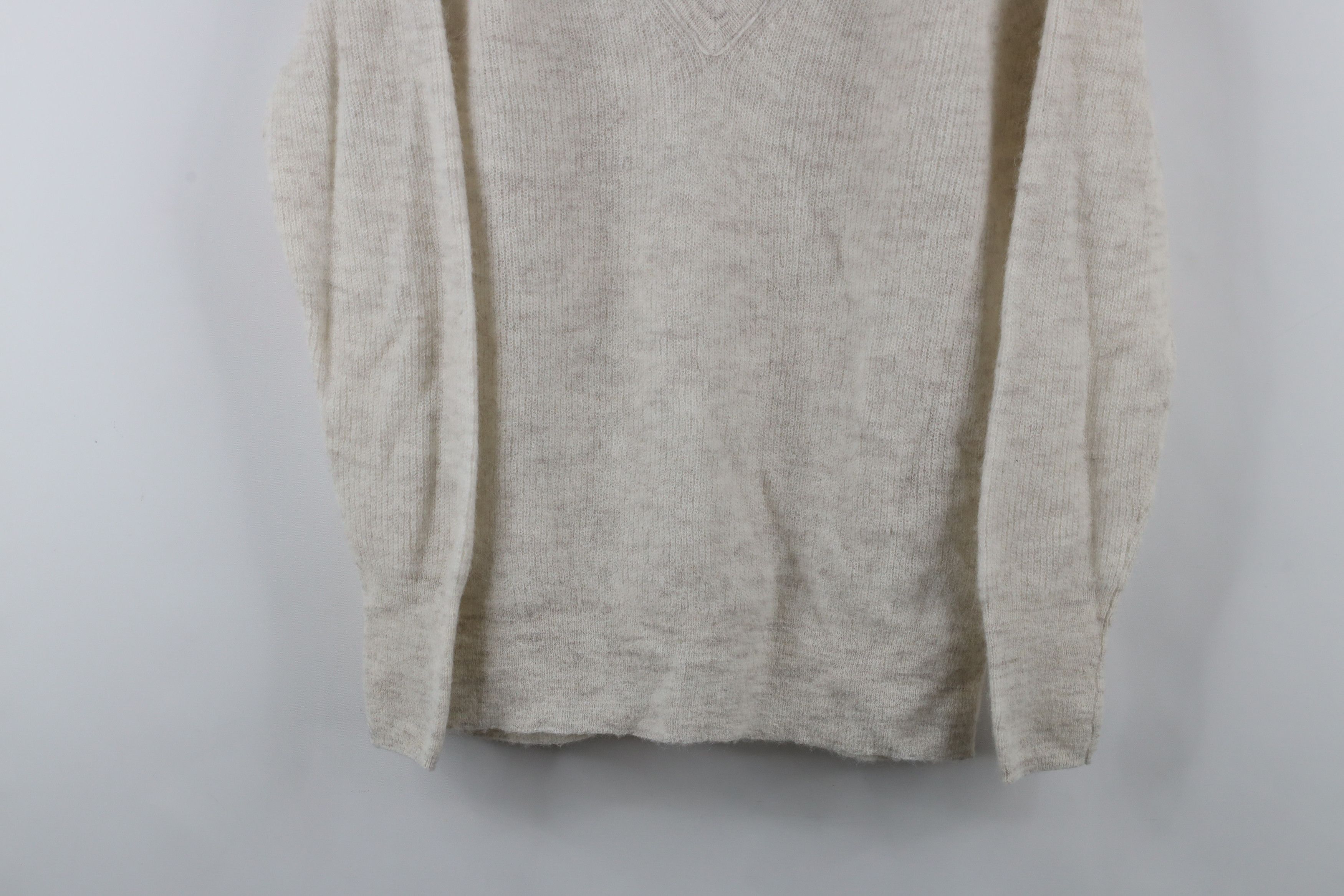 Madewell × Vintage Madewell Soft Ribbed Alpaca Wool Knit V-Neck Sweater Gray Size XS / US 0-2 / IT 36-38 - 3 Thumbnail
