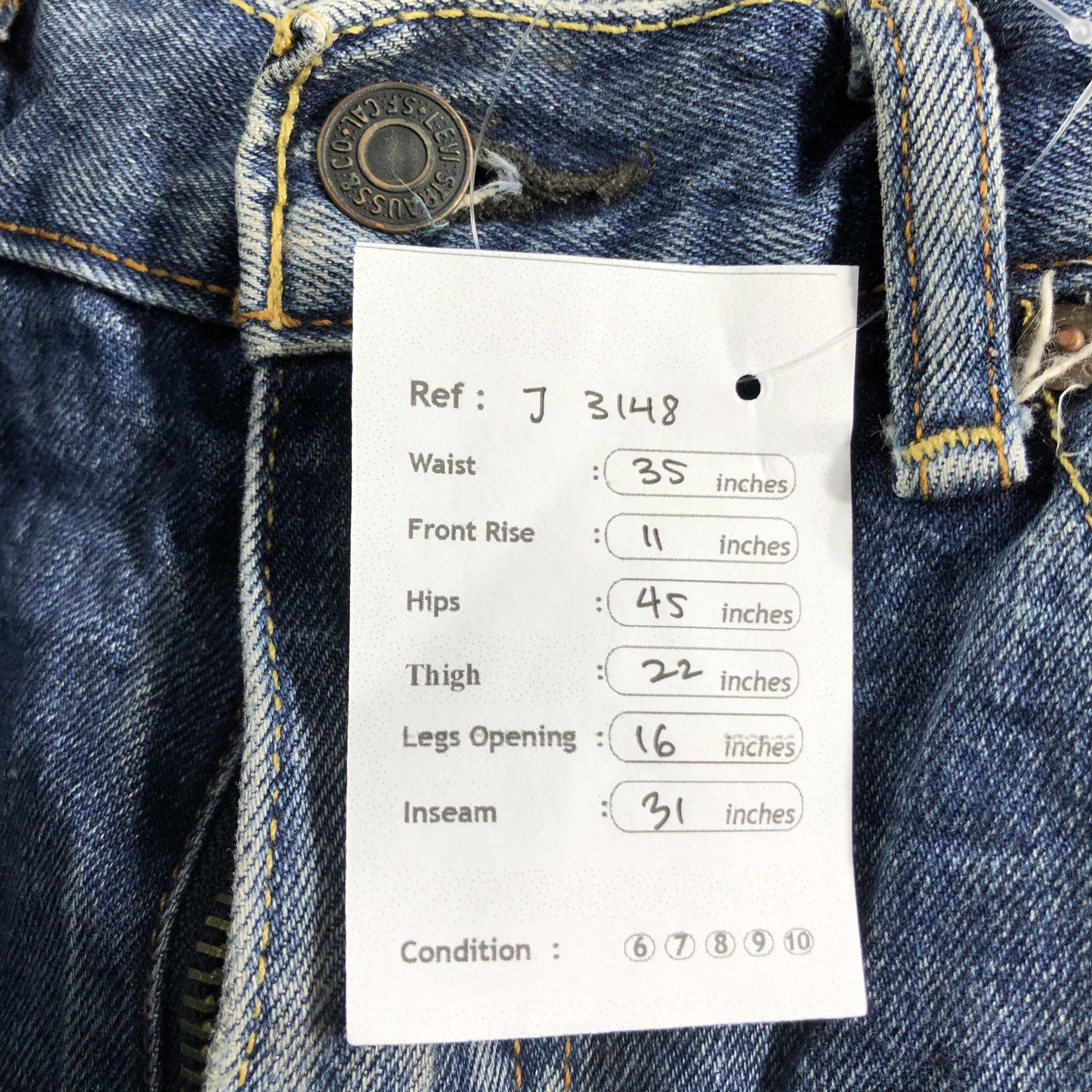 Levi's Vintage Blue Wash Levis 505 Jeans-J3148 Size US 35 - 13 Thumbnail