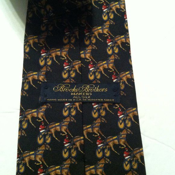 Brooks Brothers BROOKS BROTHERS MENS NEW EQUESTRIAN SILK TIE WIDTH: 3 5/8" Size ONE SIZE - 4 Thumbnail