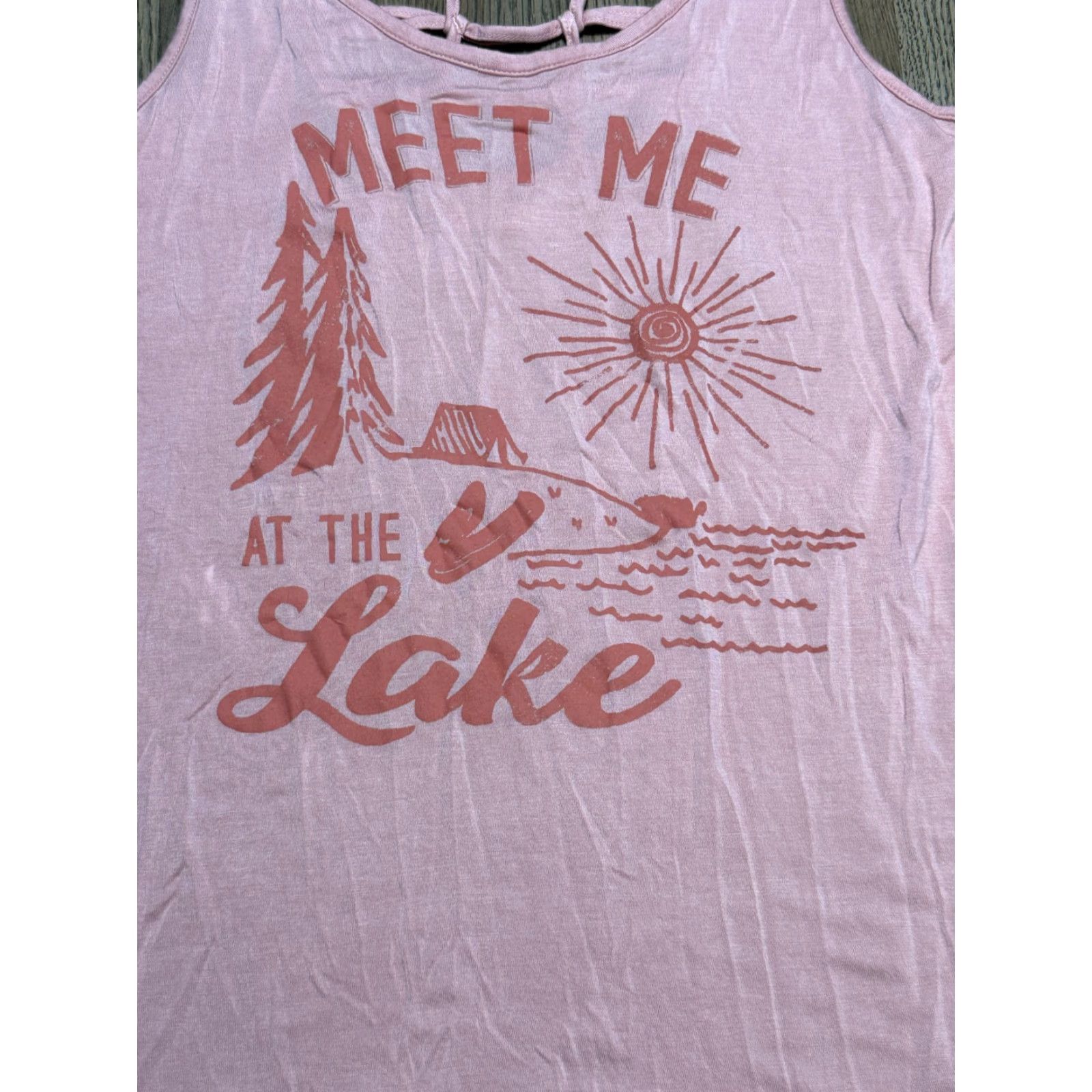 Vintage Maurices Shirt Women's XS Pink Tank Top Take me to the Lake Sleeveless Spaghetti Strap Casual Basic Tank Top Size S / US 4 / IT 40 - 3 Thumbnail