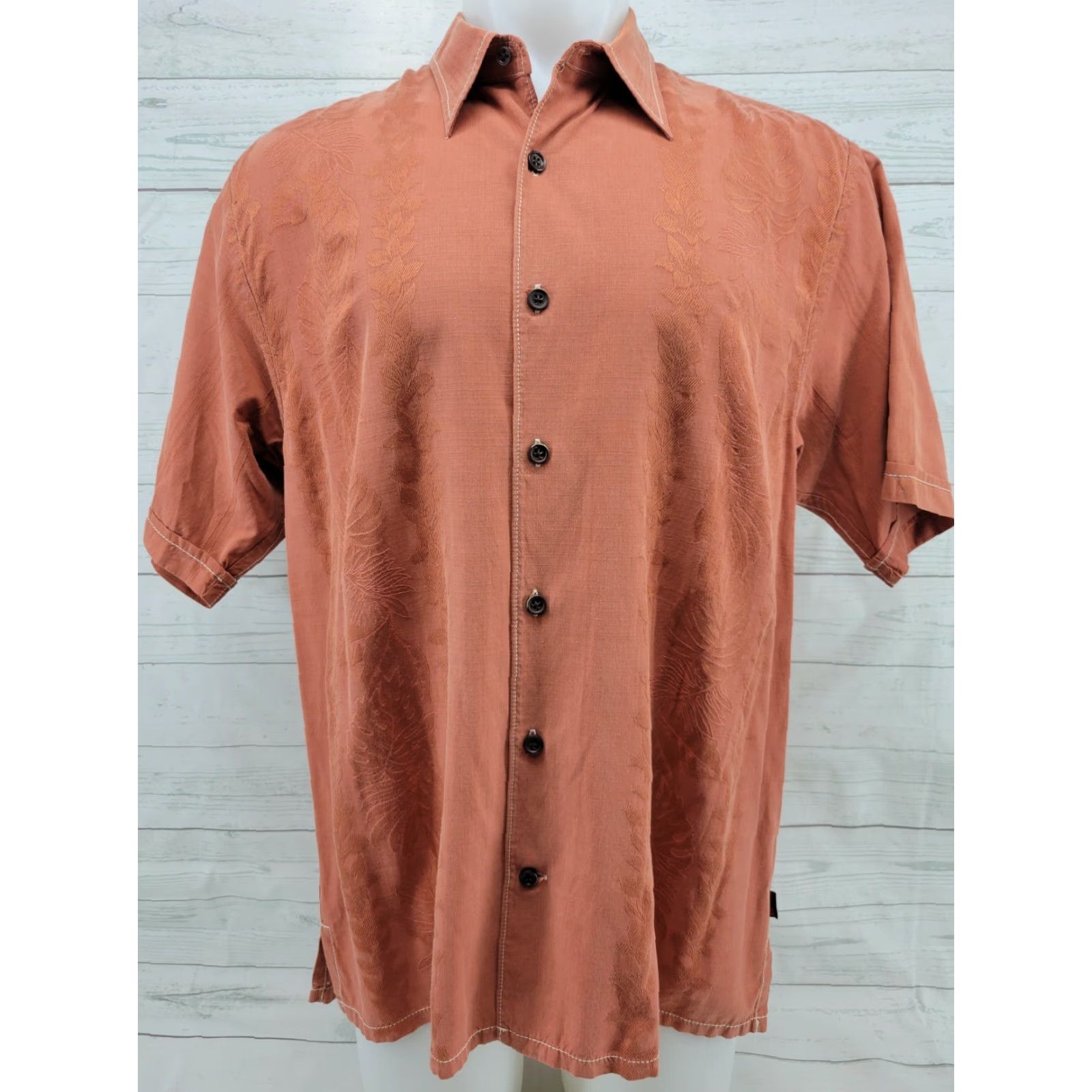 Tommy Bahama TOMMY BAHAMA Silk Blend Hawaiian Camp Shirt Men Large Orange-Floral Shirt Size US L / EU 52-54 / 3 - 2 Thumbnail