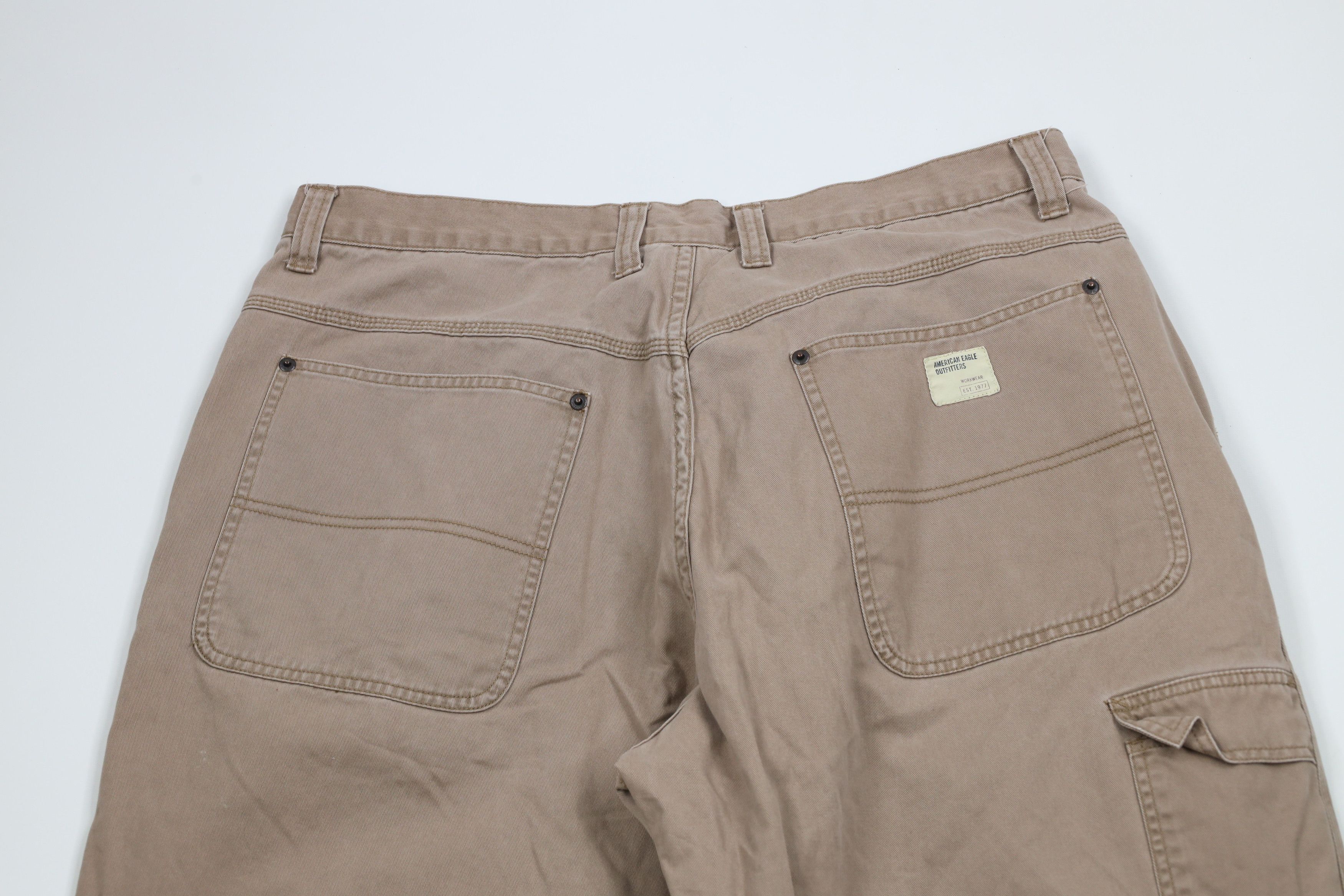 American Eagle Outfitters × Vintage Vintage 90s Y2K American Eagle Wide Leg Dungaree Pants Brown Size US 36 / EU 52 - 9 Thumbnail
